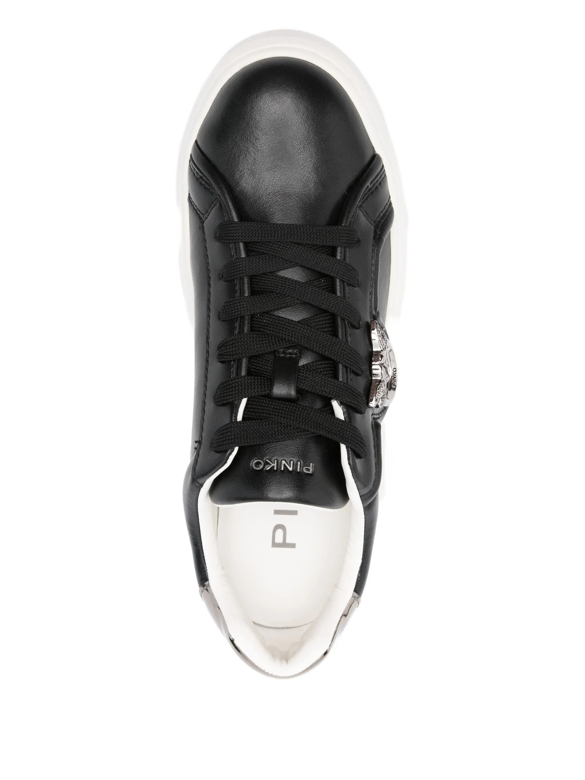 Black Yoko 06 Metallic-Logo Leather Sneakers