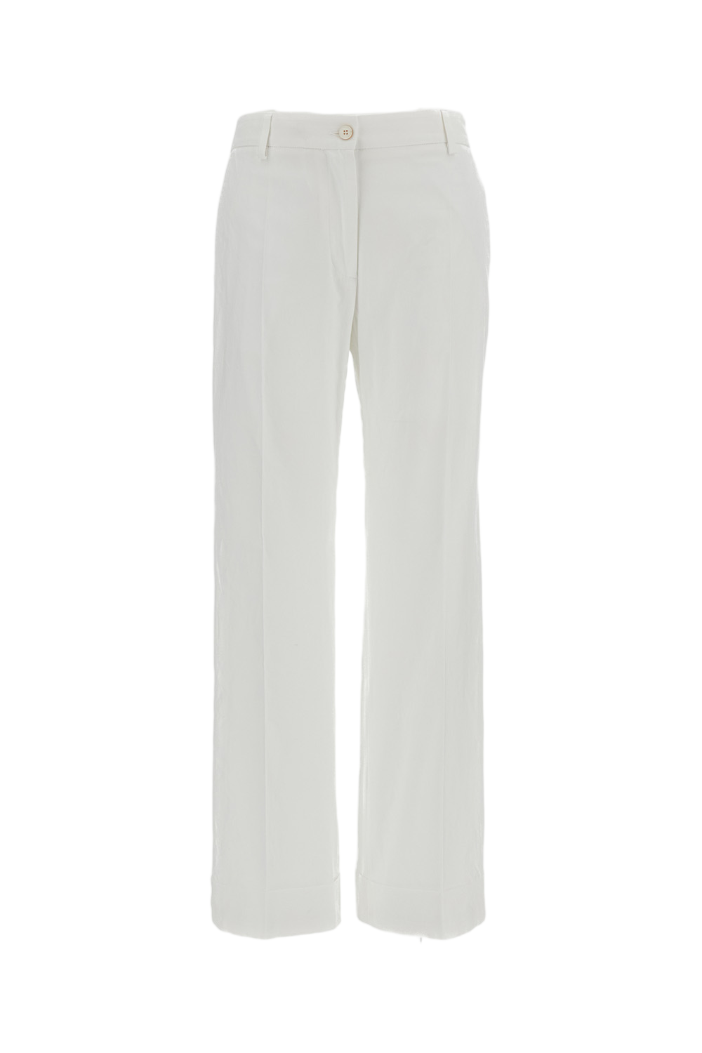 Wide-Leg Cotton Trousers with Concealed Closure
