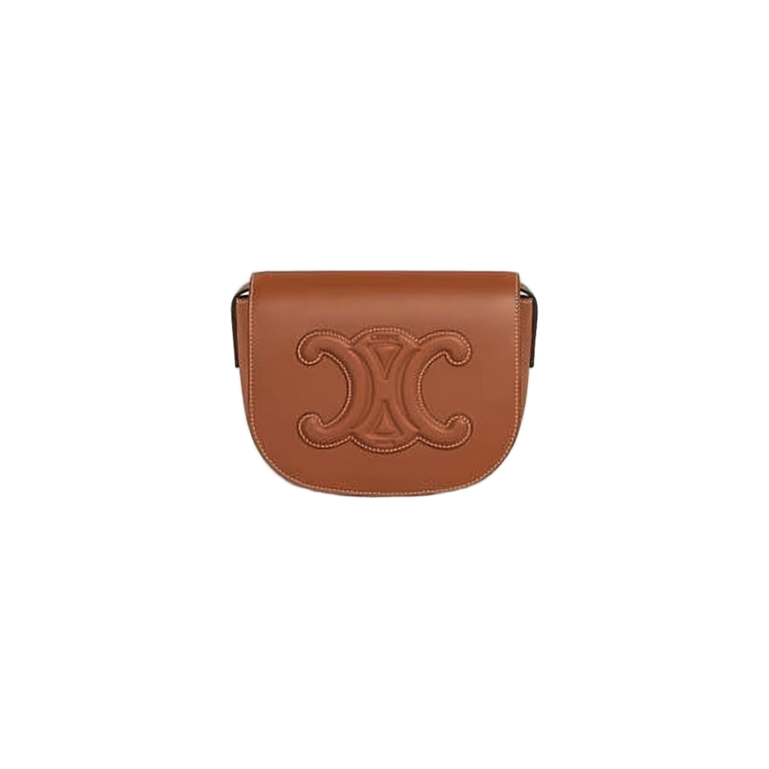 Compact Brown Calf Leather Crossbody Bag