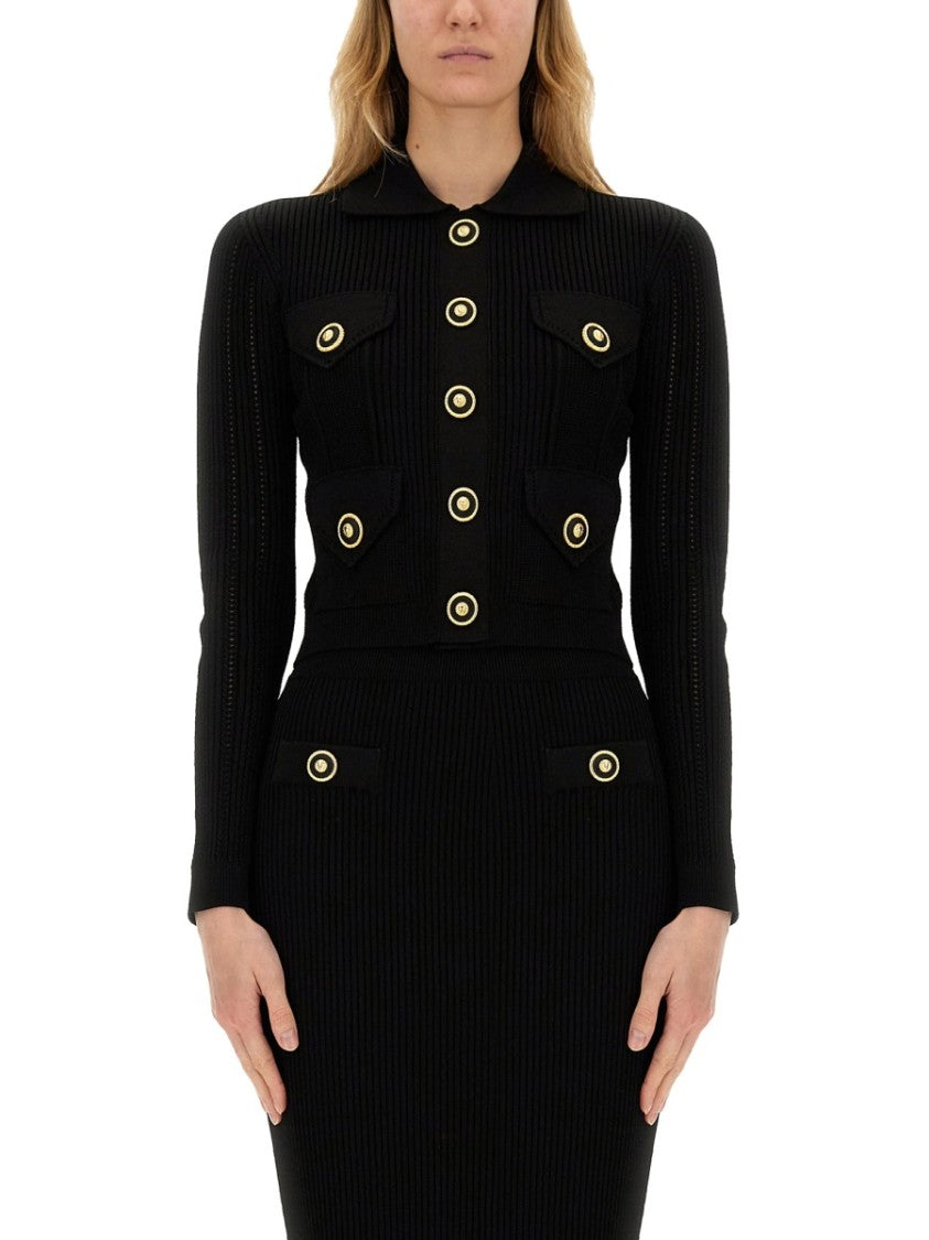 Fitted Black Knitted Cardigan