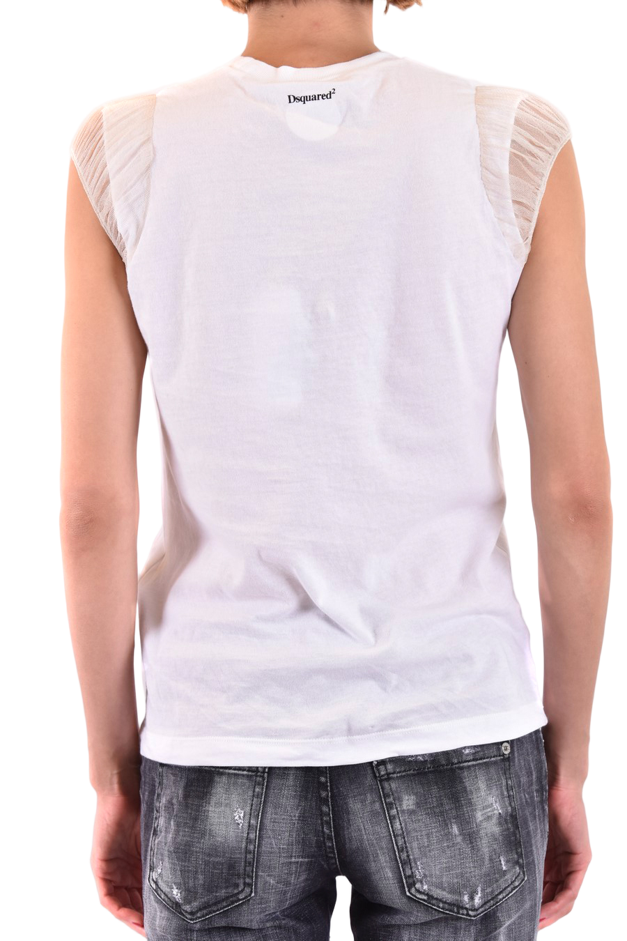 Sleeveless T-Shirt With Sheer Mesh Detailing