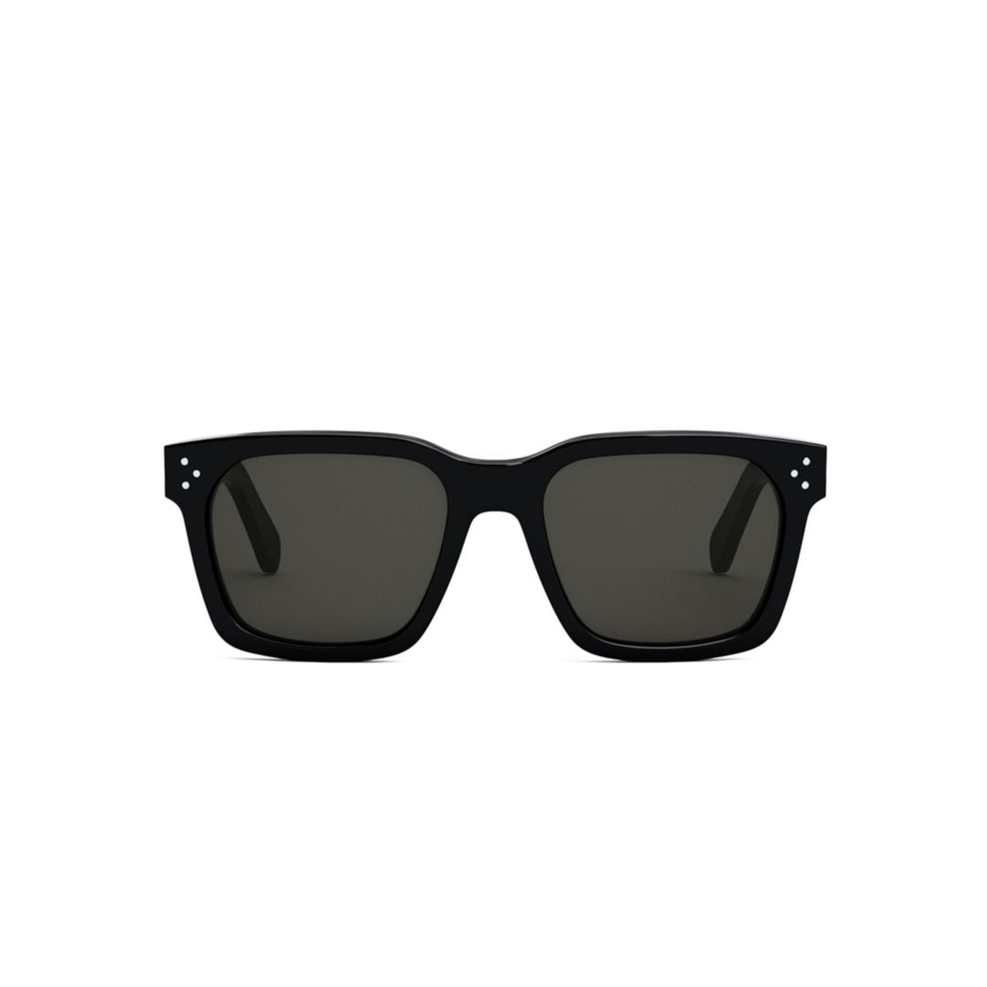 Rectangular Frame Black Sunglasses with Silver Accents