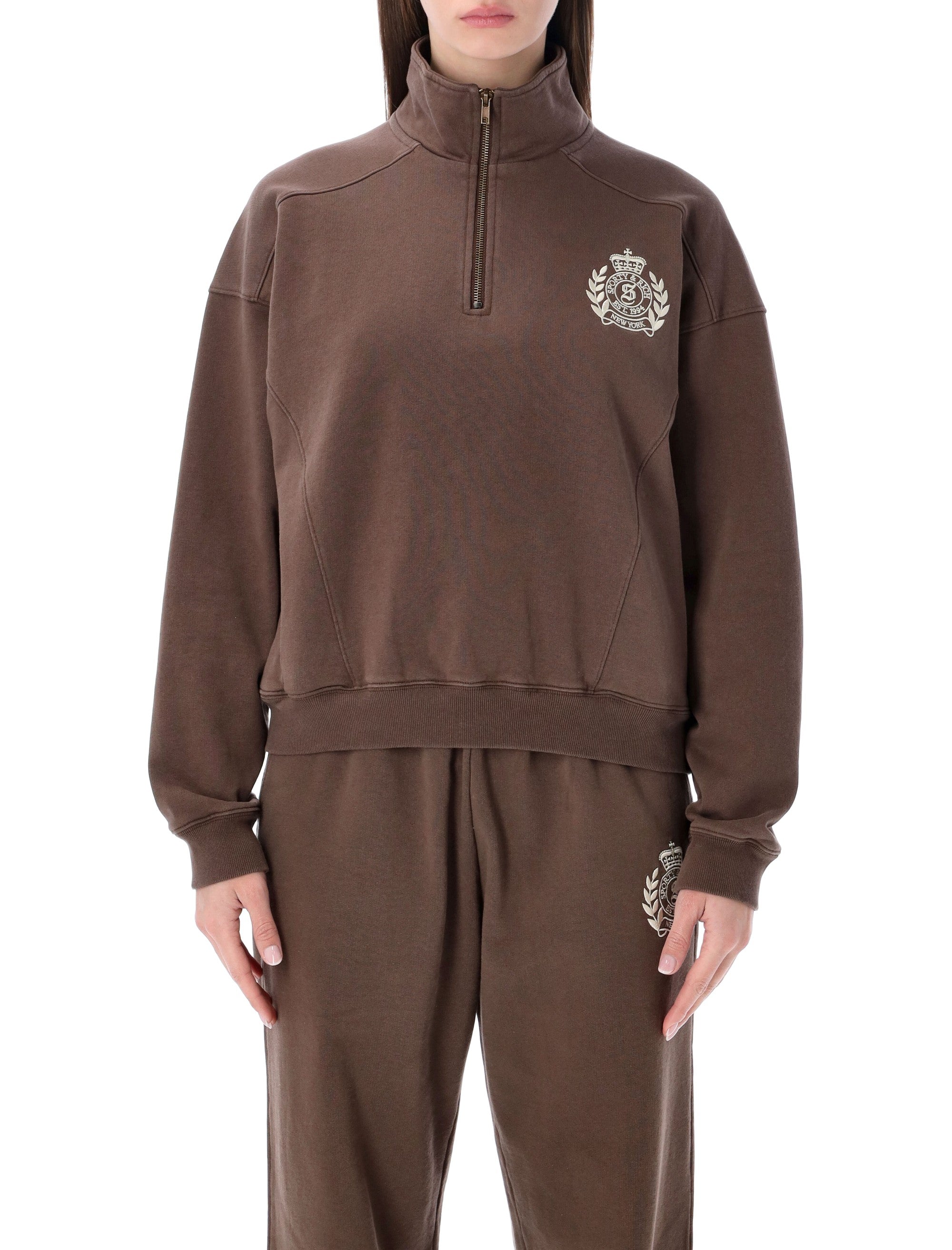 Crest Quarter-Zip Sweatshirt - Chocolate