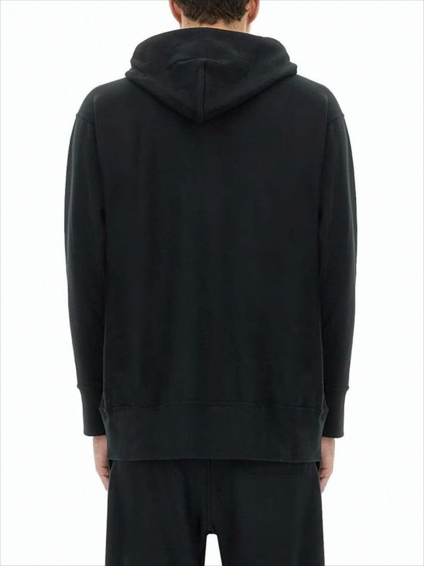 Black Zip-Up Hoodie with Double Zipper