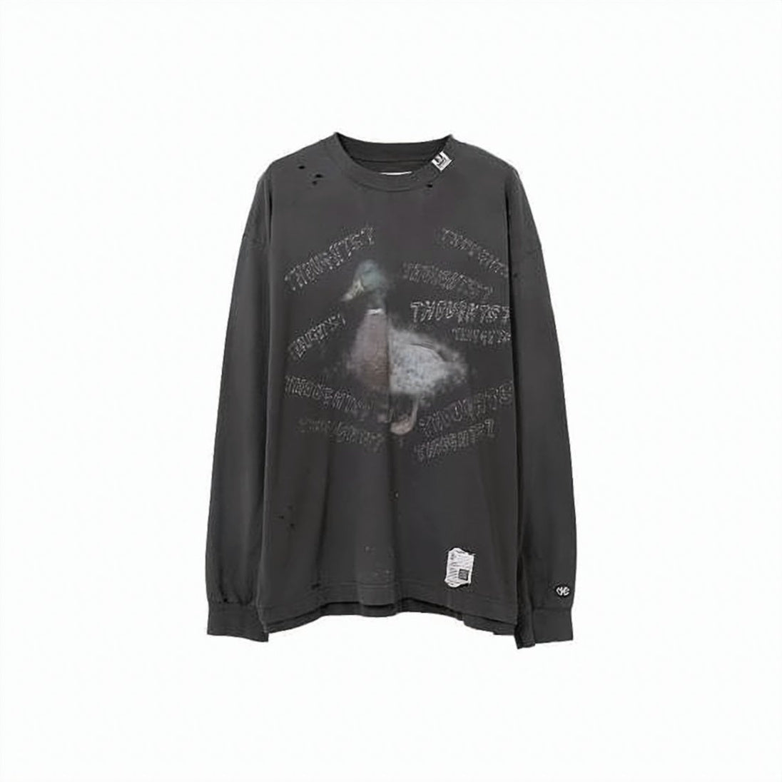 Distressed Long-Sleeve T-Shirt with Unique Graphic