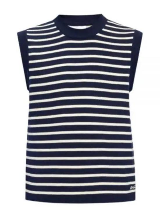 Horizontal Striped Merino Wool Knit Vest