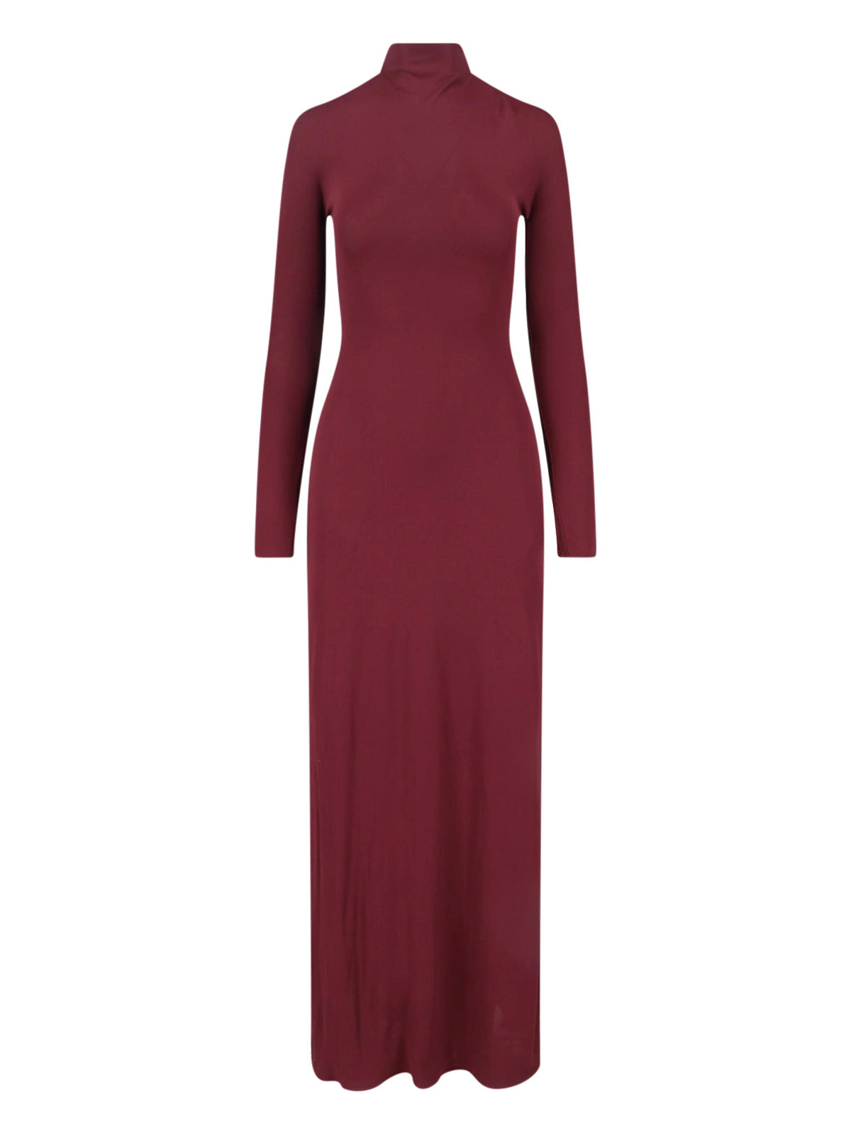 Bordeaux Draped High Neck Maxi Dress