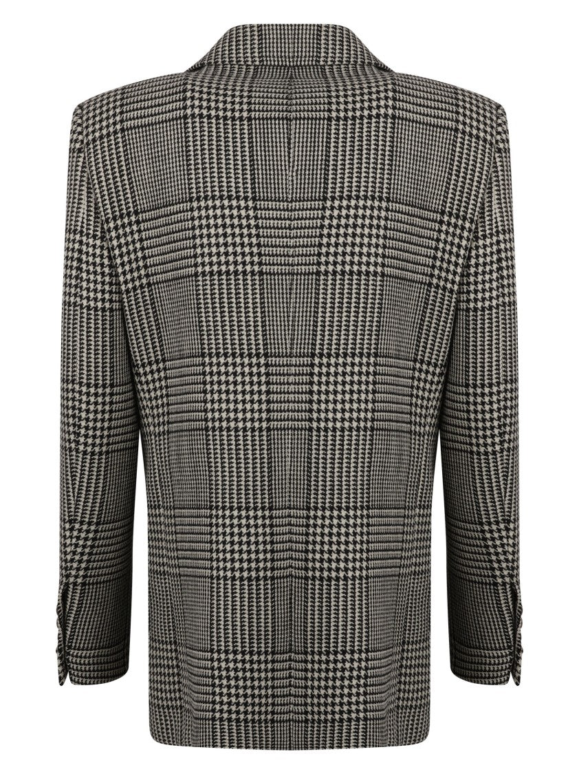 Double-Breasted Check Pattern Jacket