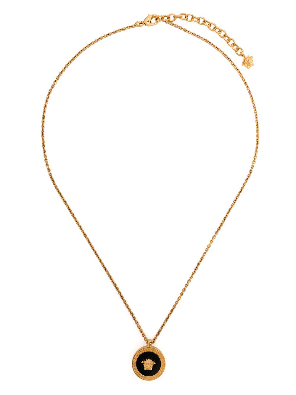 Round Pendant Necklace With Gold Medusa Emblem