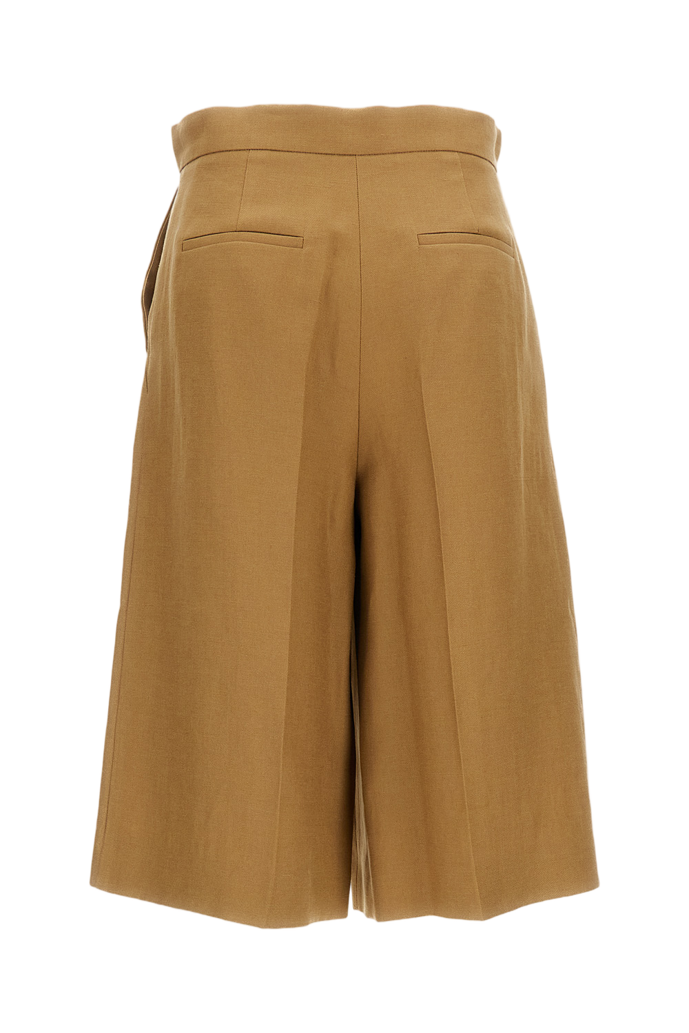 Brown Khaki Linen Bermuda Shorts