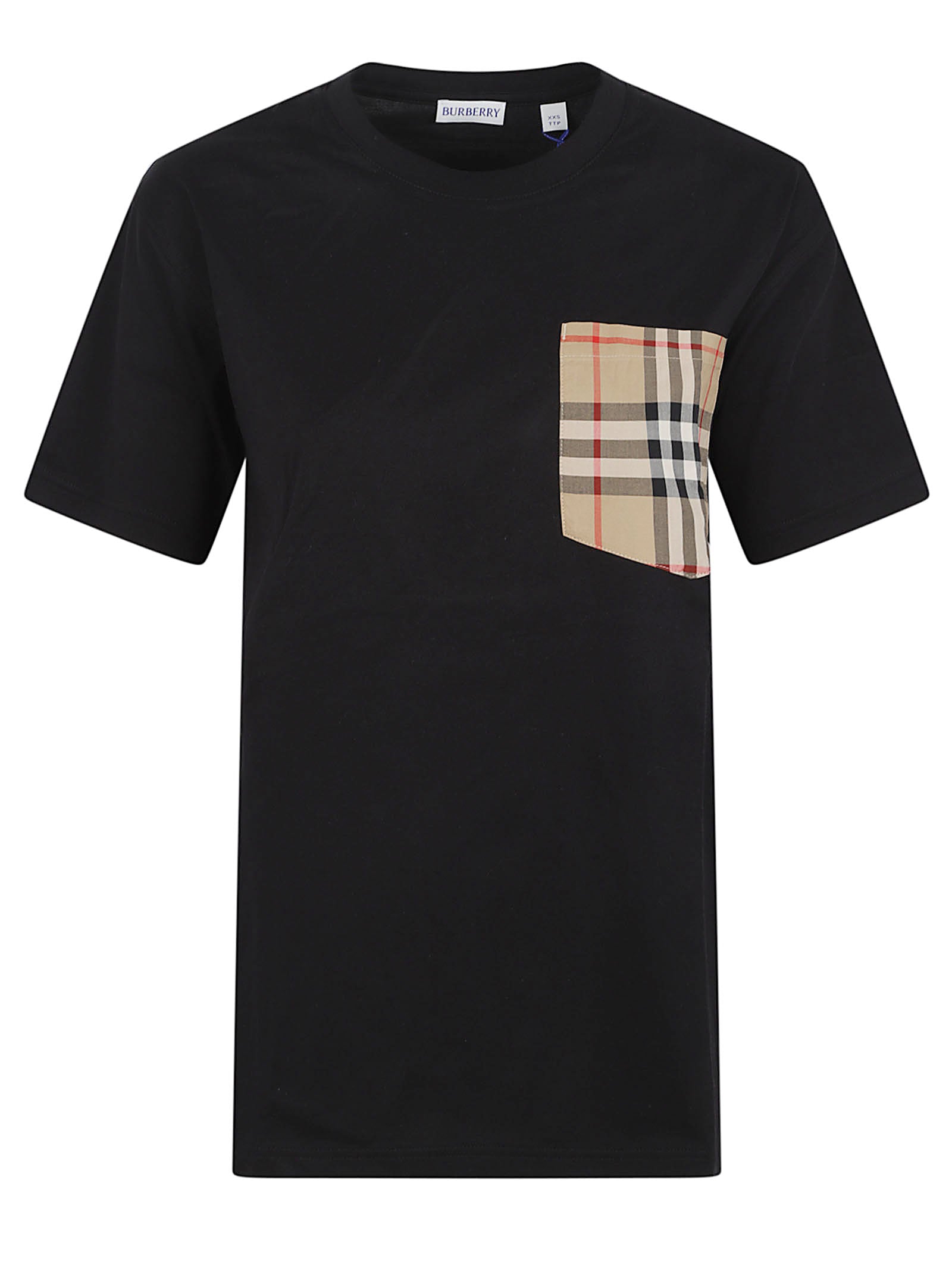 Short-Sleeved T-Shirt with Plaid Pocket Detail
