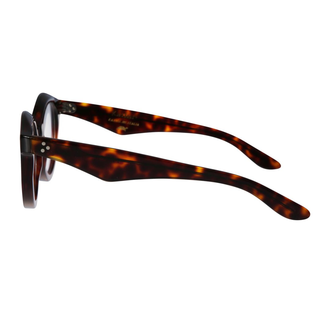 Thick Tortoiseshell Round Frame Sunglasses with Metallic Accents