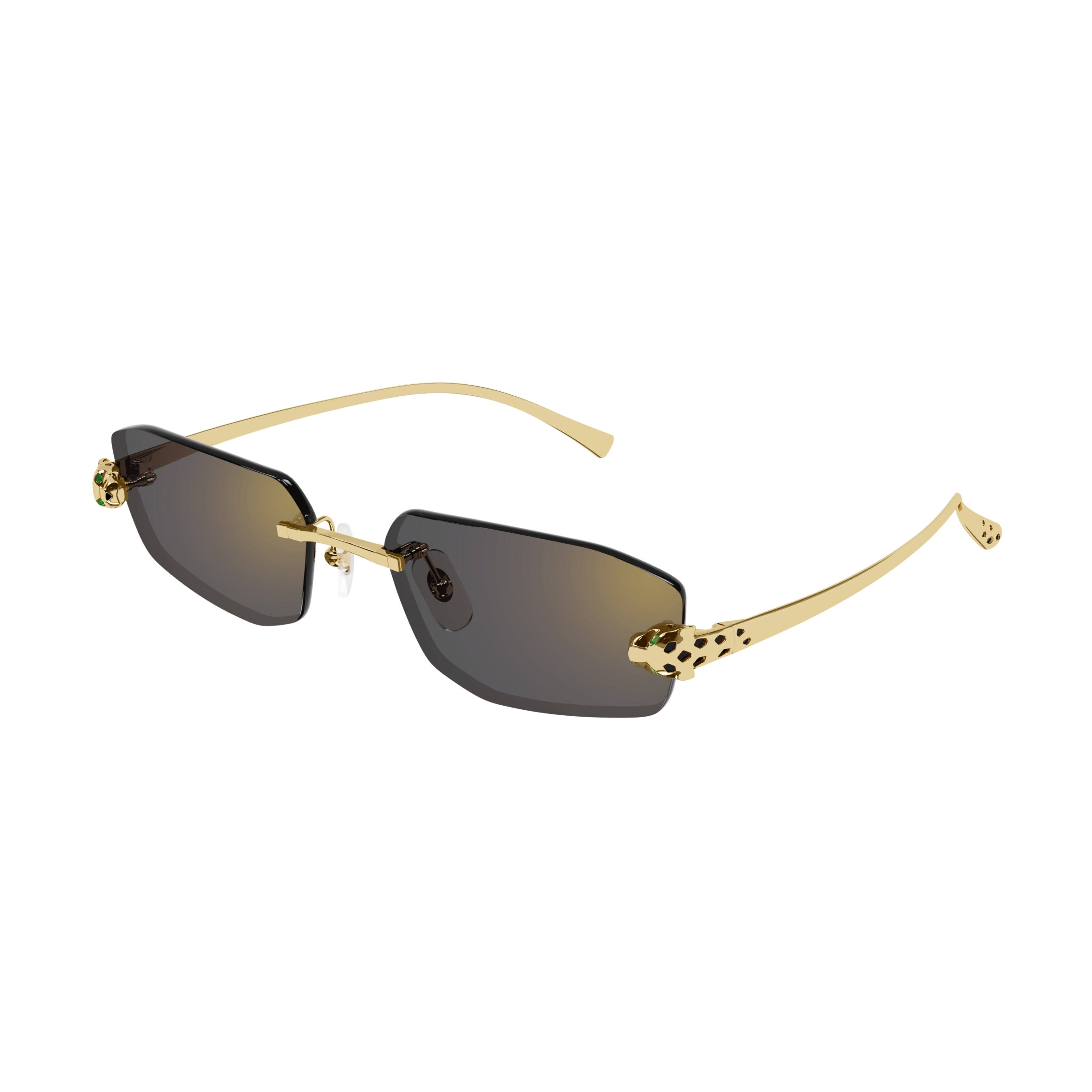 Rimless Rectangular Sunglasses with Panther Motif