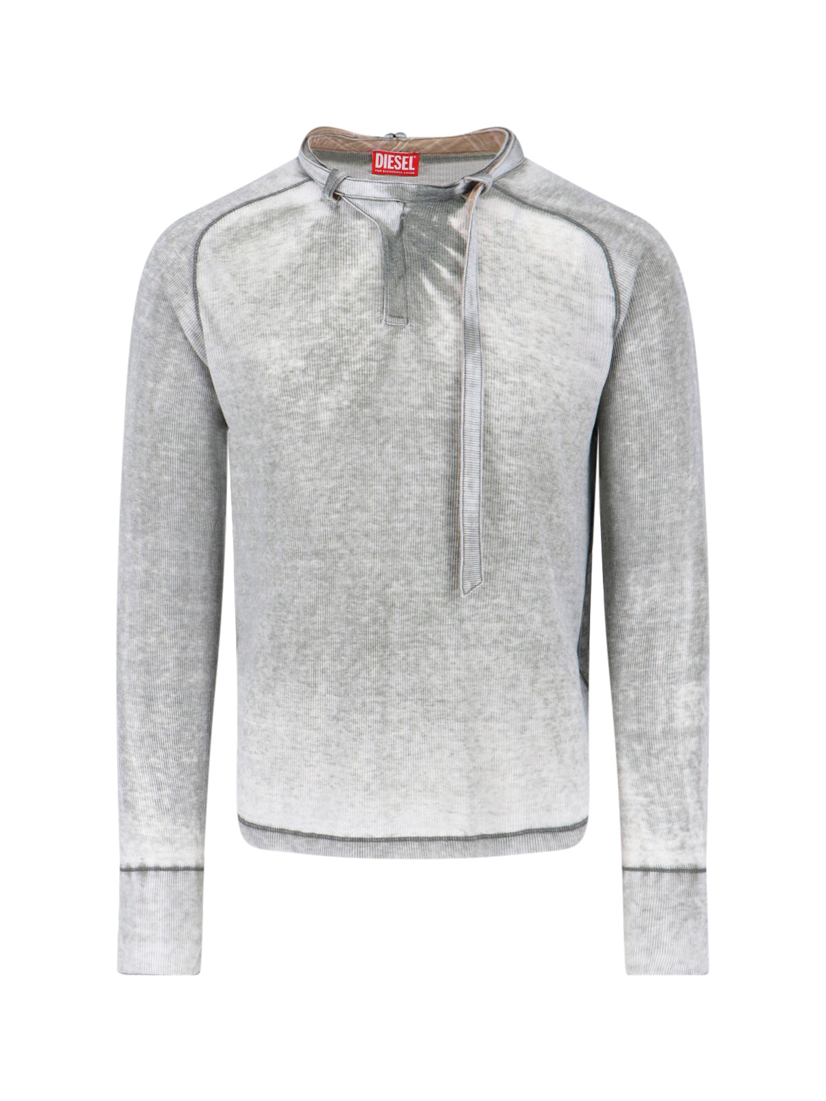 Grey T-Ecla Ribbed Lace-Up Sweater