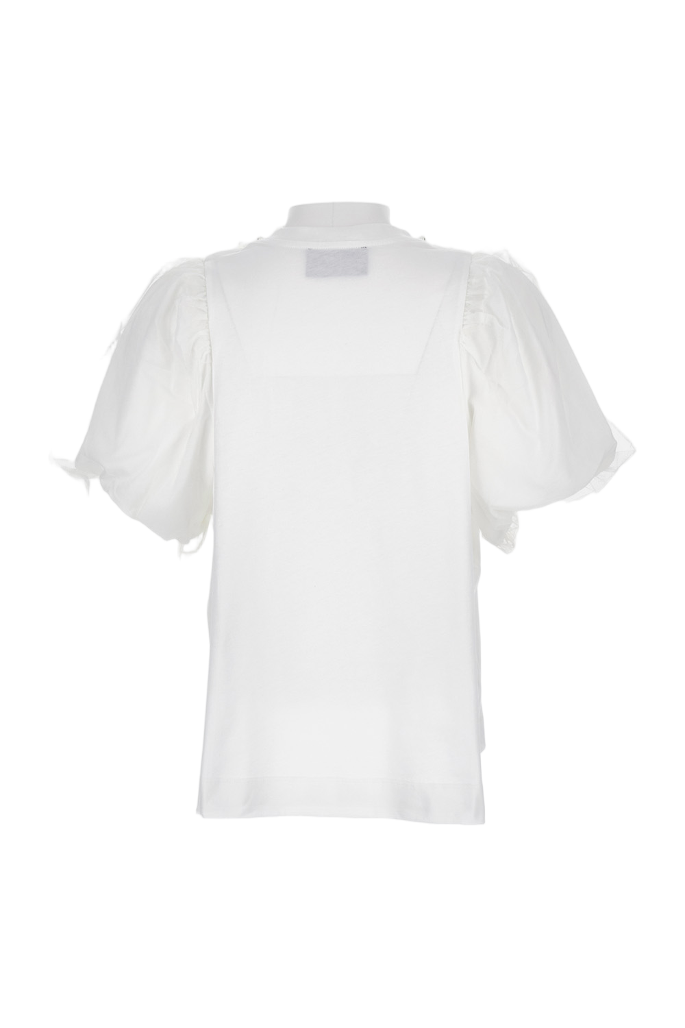 Puff Sleeve T-Shirt with Embroidered Tulle Lining