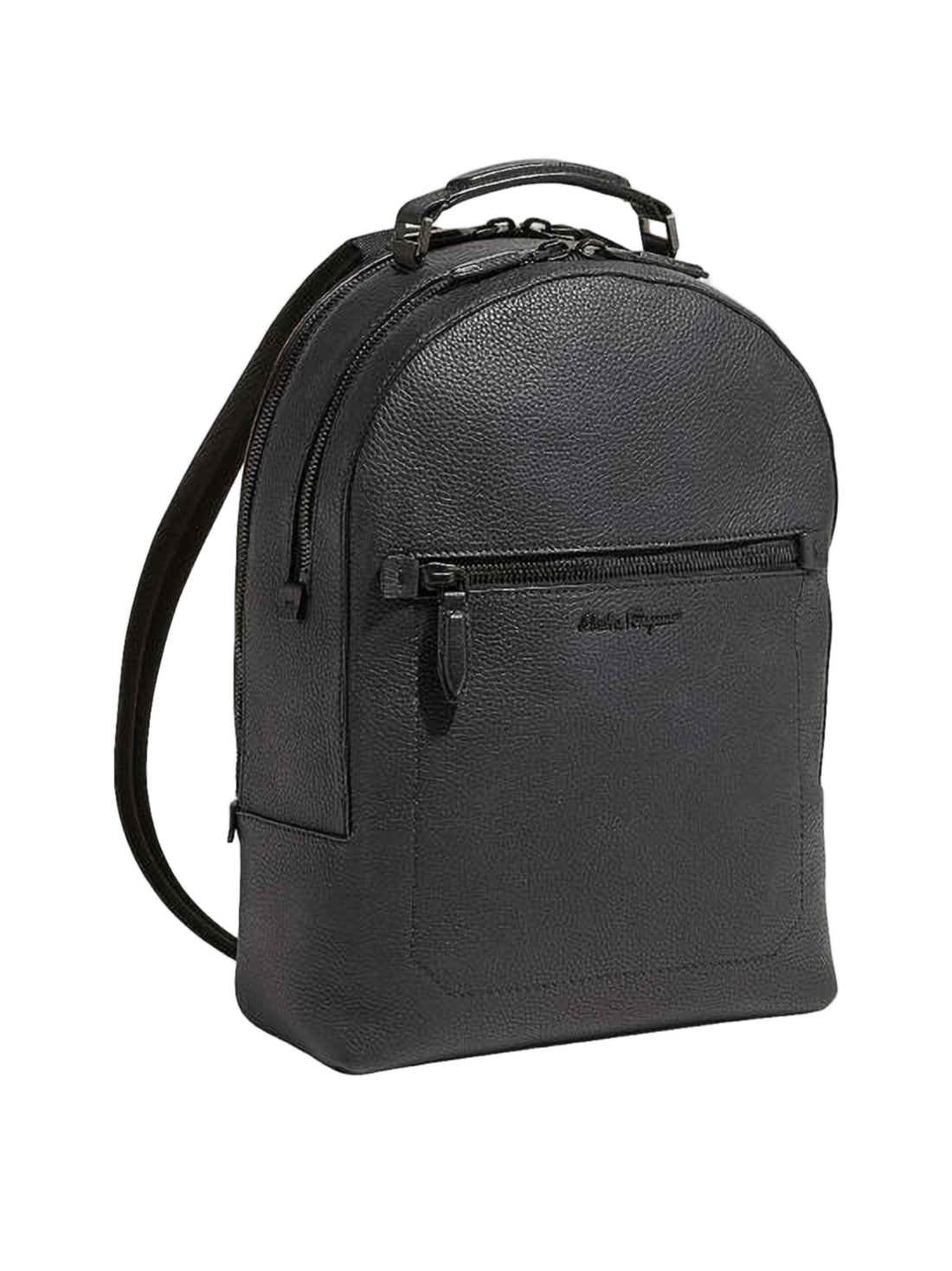 Structured Black Calfskin Leather Backpack