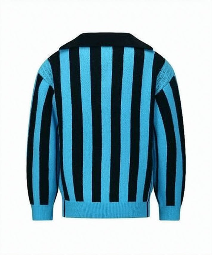 Vertical Striped Half-Zip Sweater