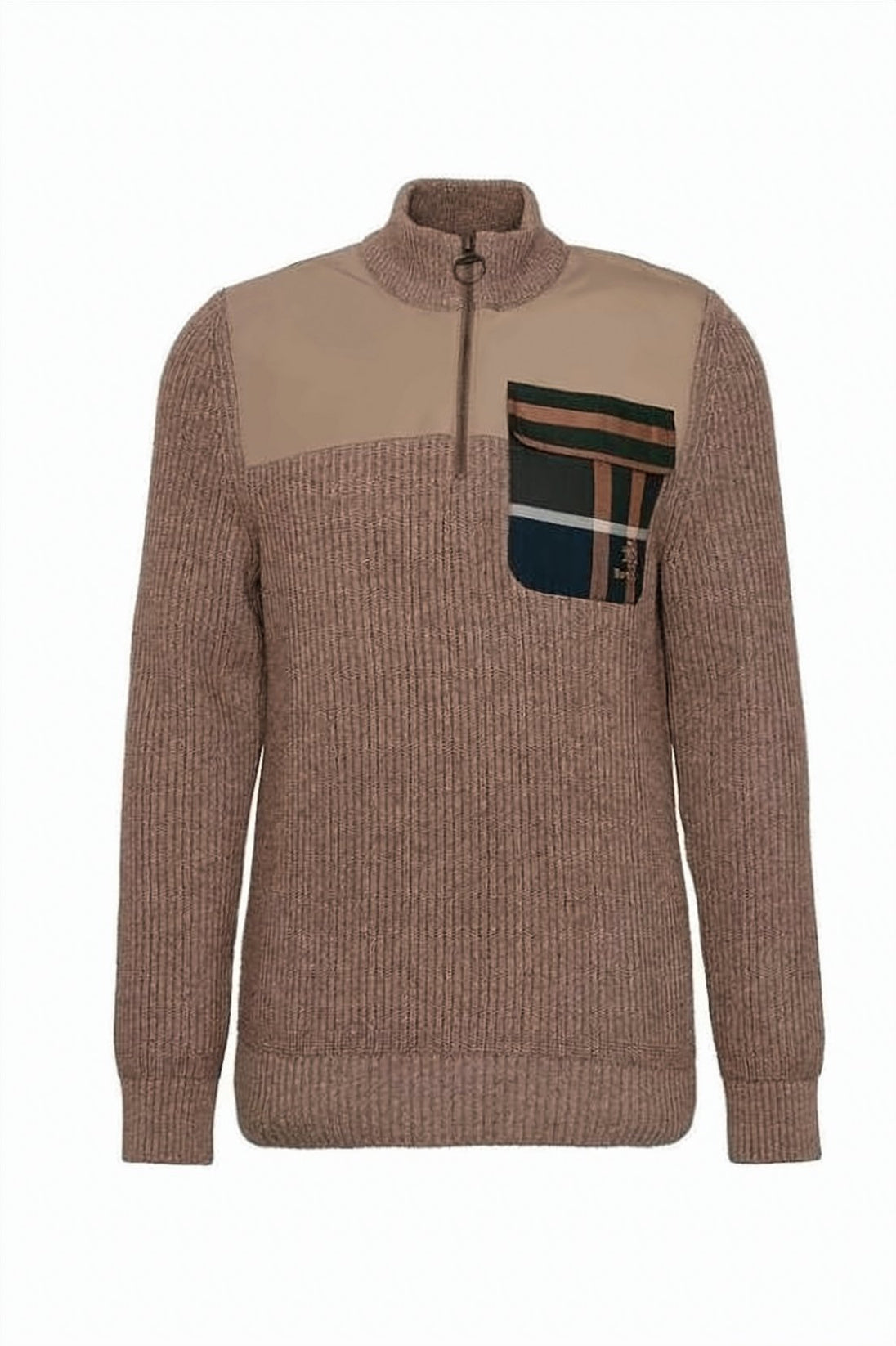 Ribbed Knit Pullover with High Collar