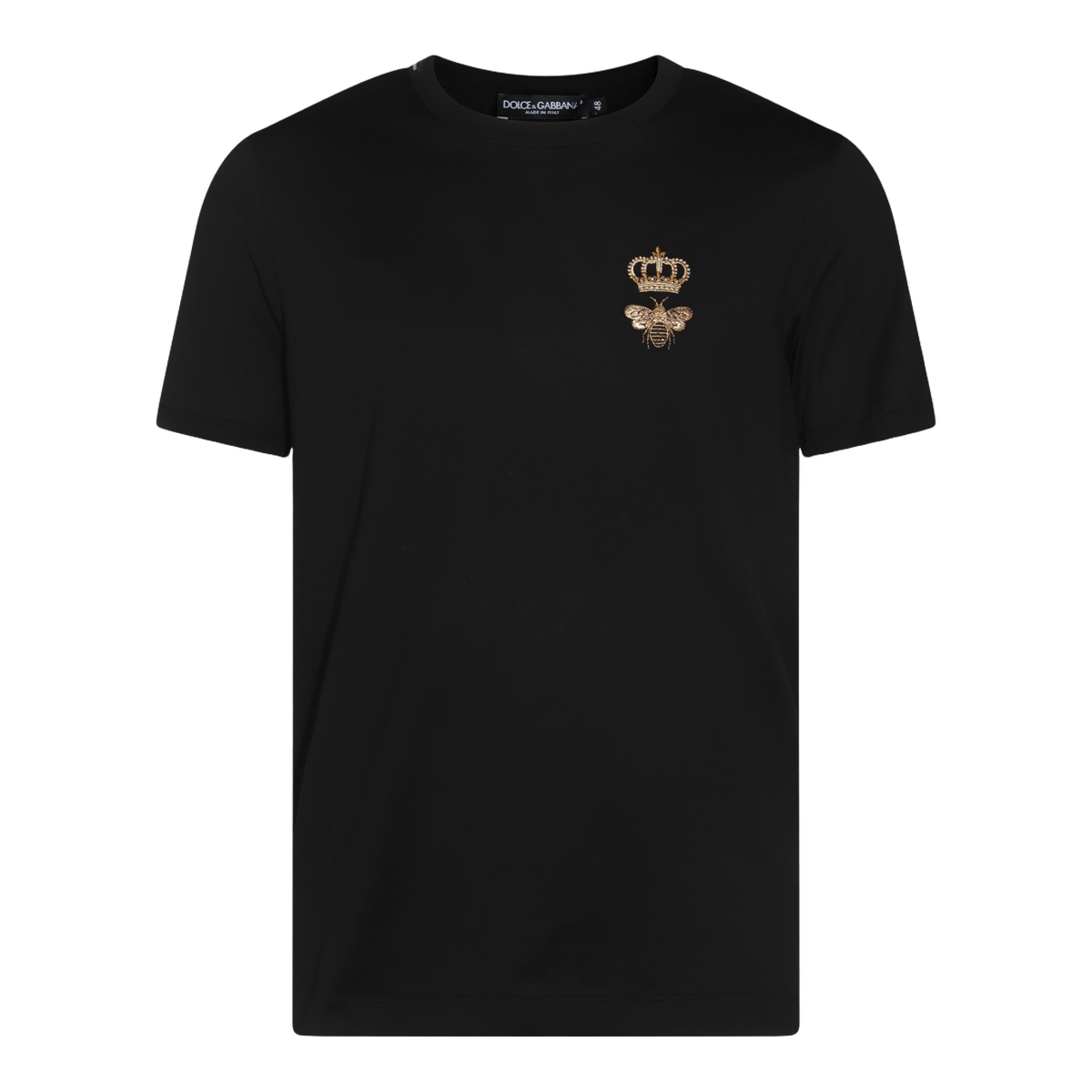 Classic Black Crew Neck T-Shirt with Emblem