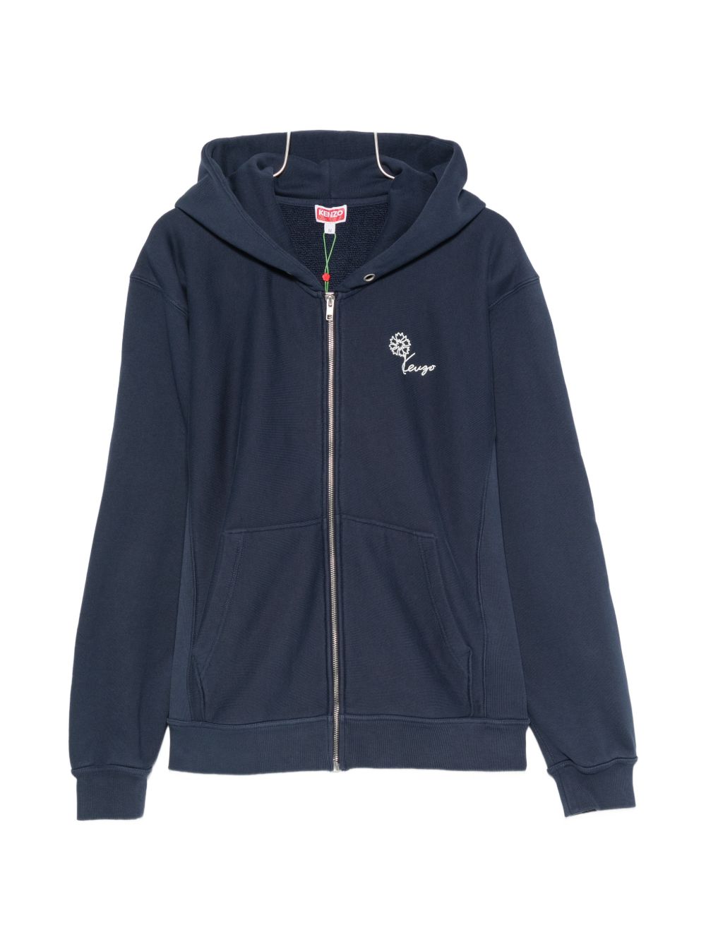 Blue Floral Print Hooded Pouch Sweatshirt