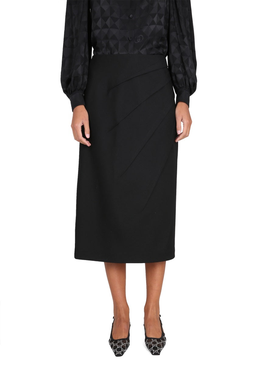 Classic Wool Skirt with Zipper Closure
