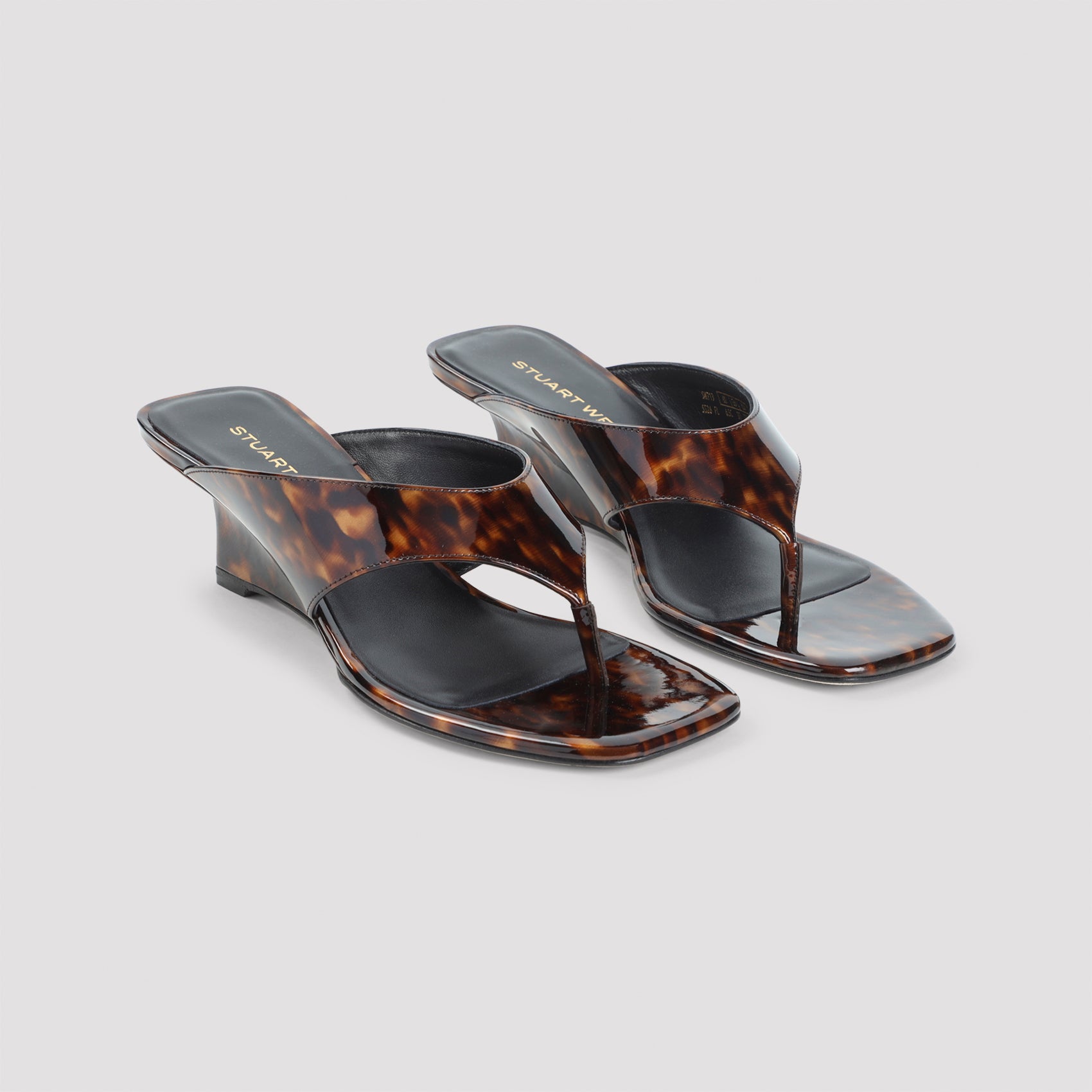Wedge Sandals with Glossy Tortoiseshell Pattern