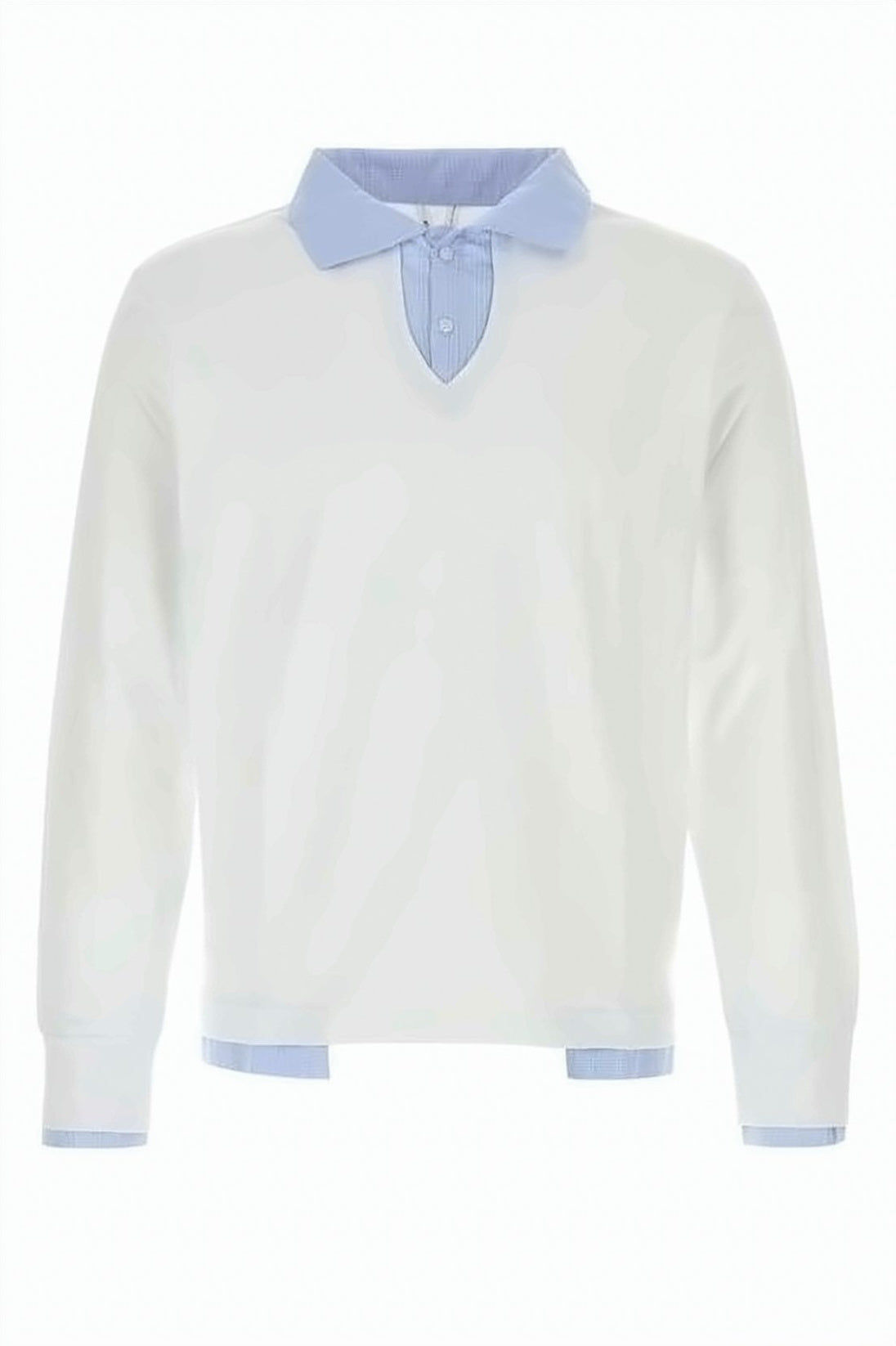 Contrasting Collar Long-Sleeve Polo Top by Gimaguas