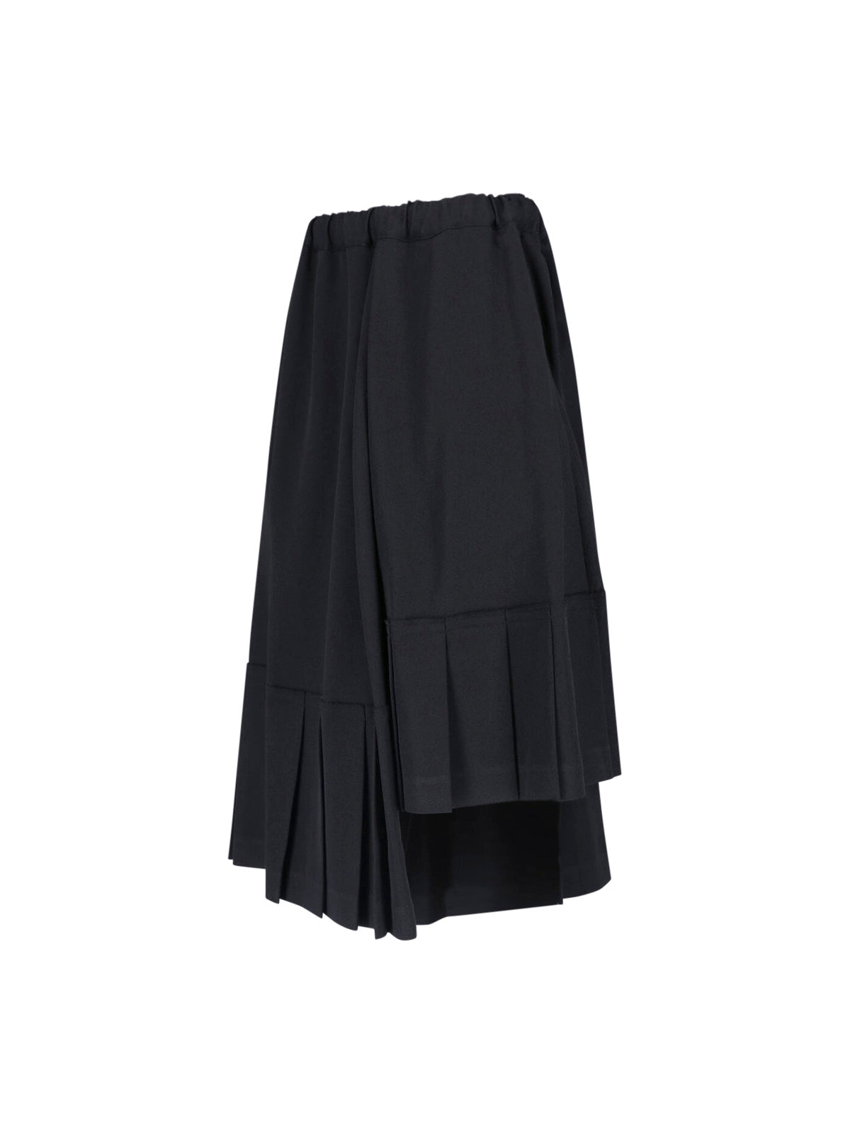 Black Asymmetrical Pleated Layered Skirt