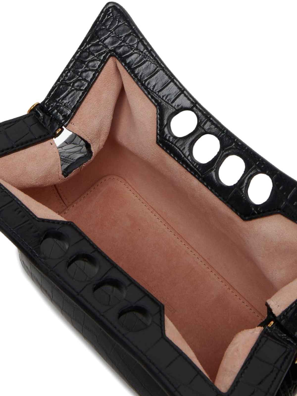 Structured Black Crocodile-Style Alexander McQueen Bag