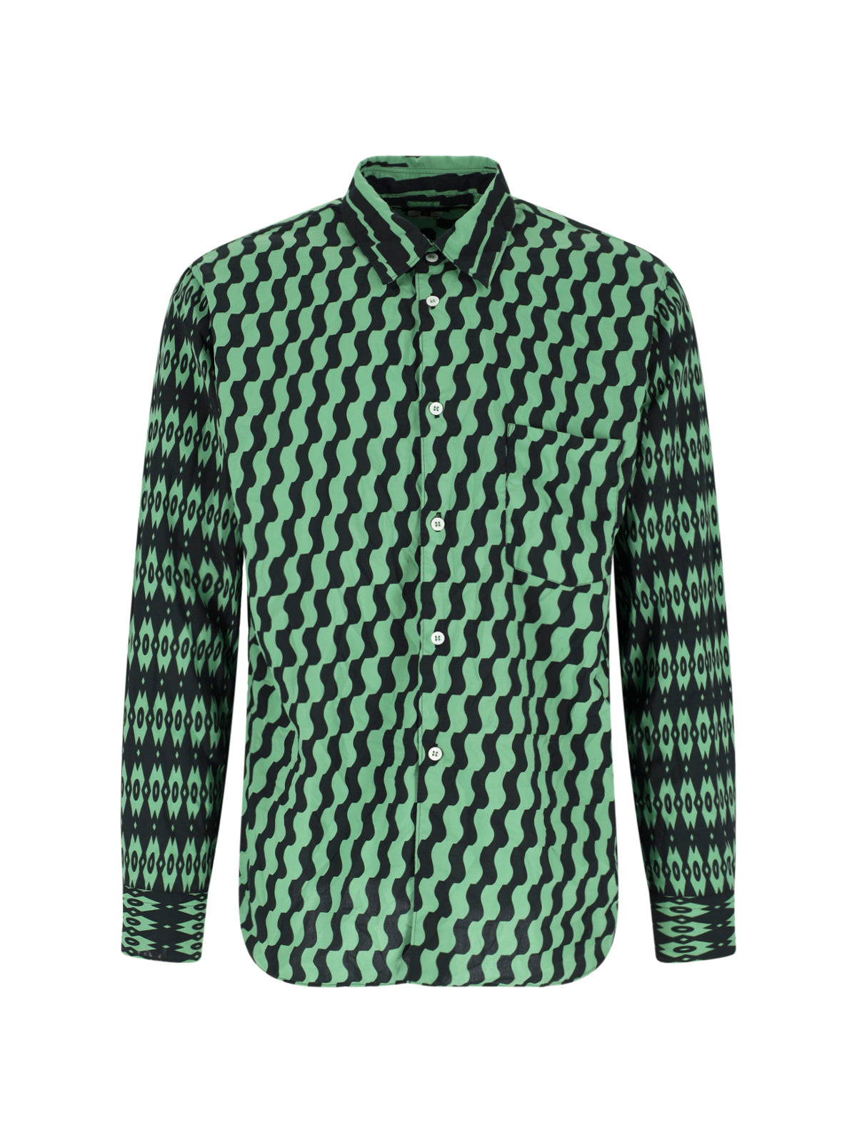 Green Geometric Pattern Fabric Shirt