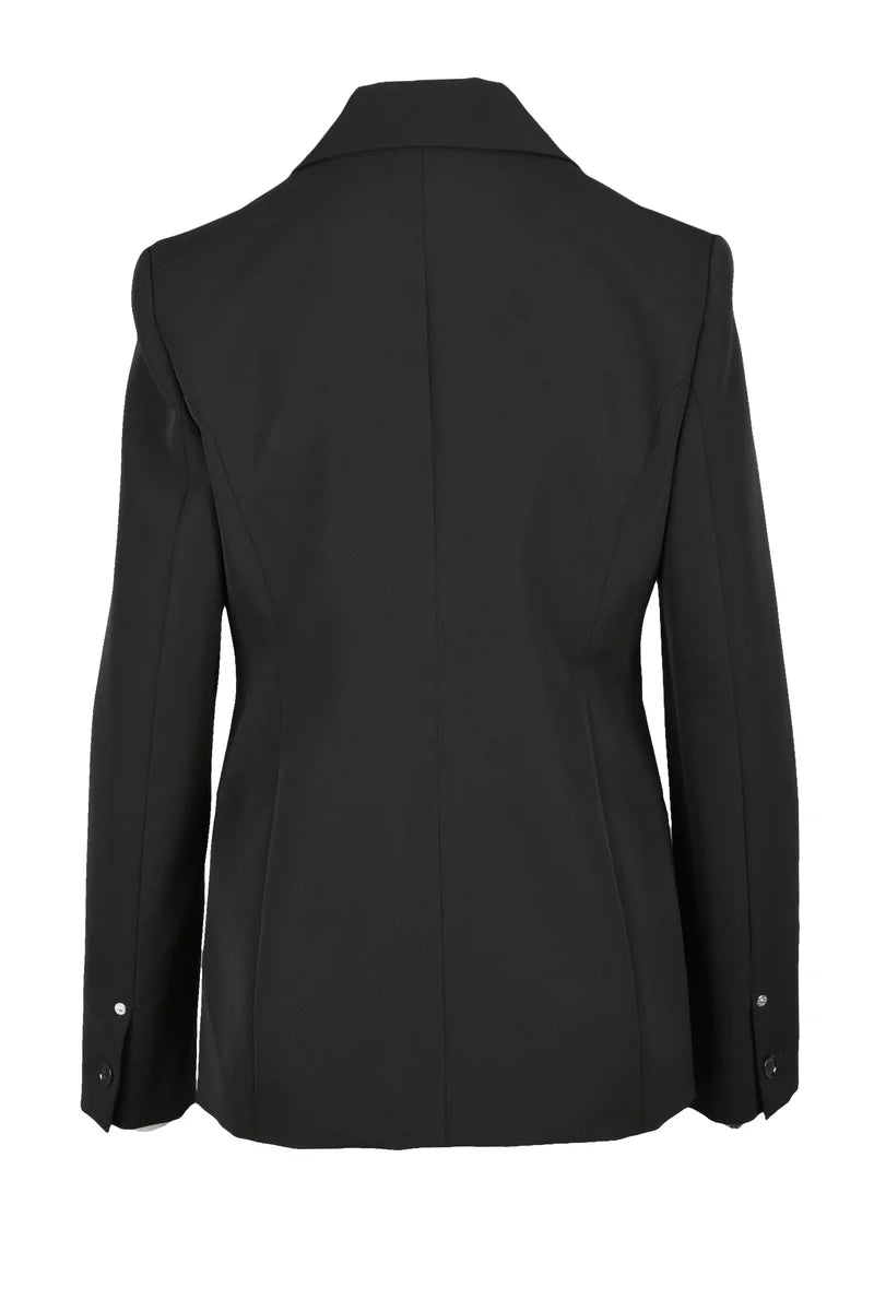 Structured Black Blazer with Single-Button Closure