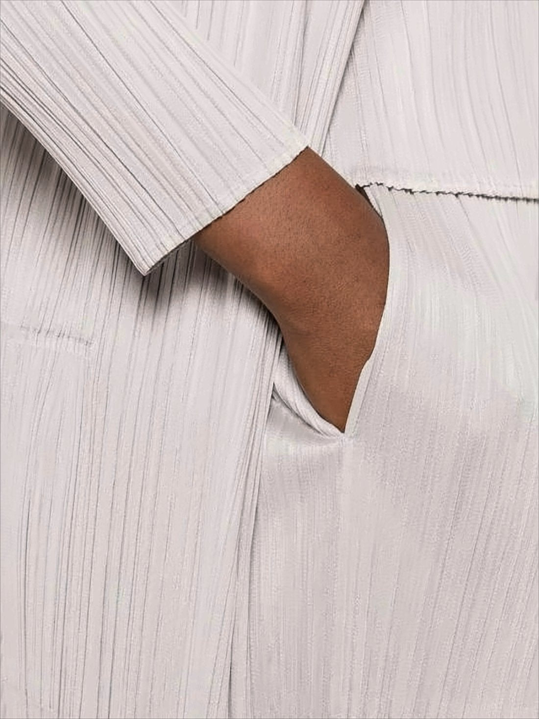 Relaxed-Fit Straight Leg Pants with Pleated Texture