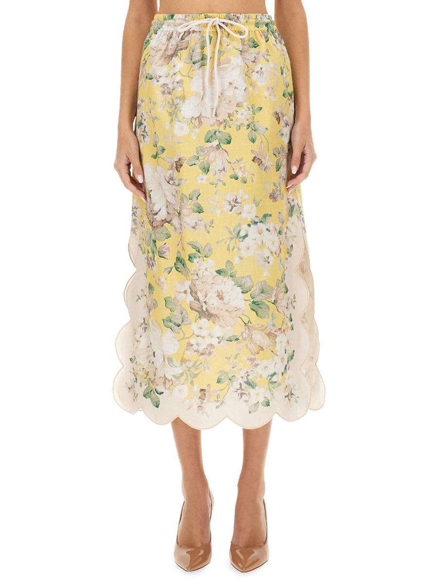 Classic Linen Skirt With Elegant Draping
