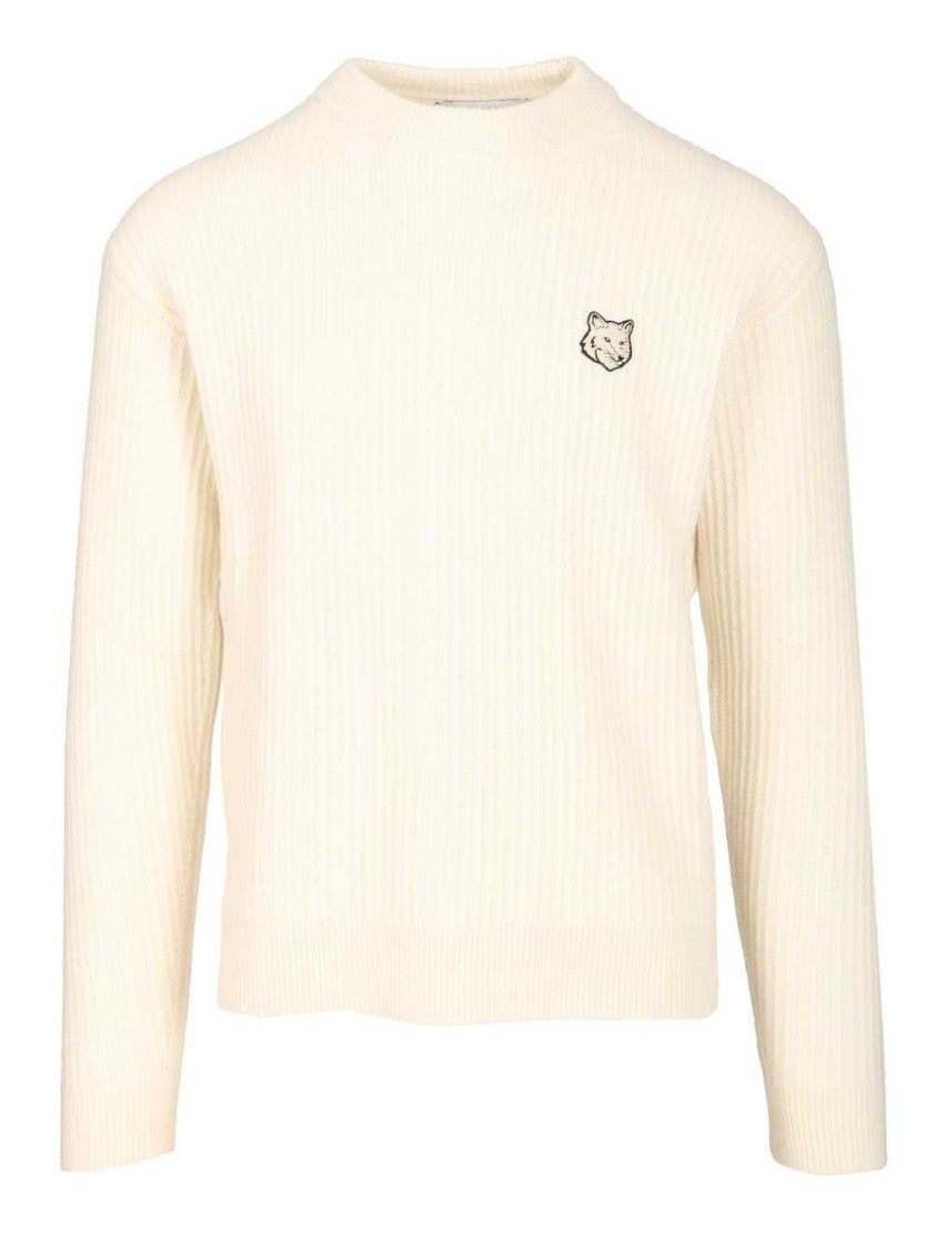 Classic Round Neck White Sweater With Soft Texture