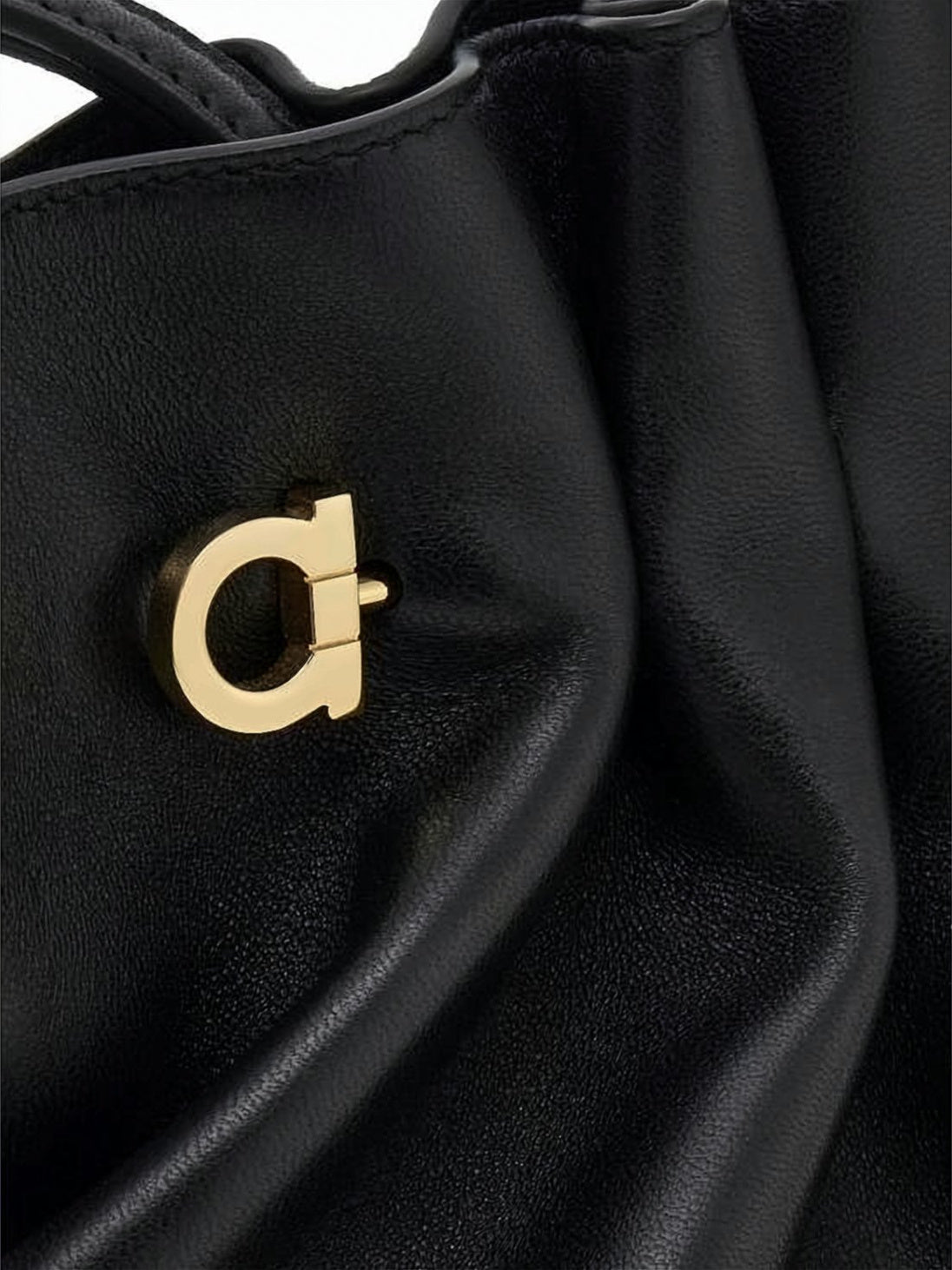 Ruched Nappa Leather Shoulder Bag
