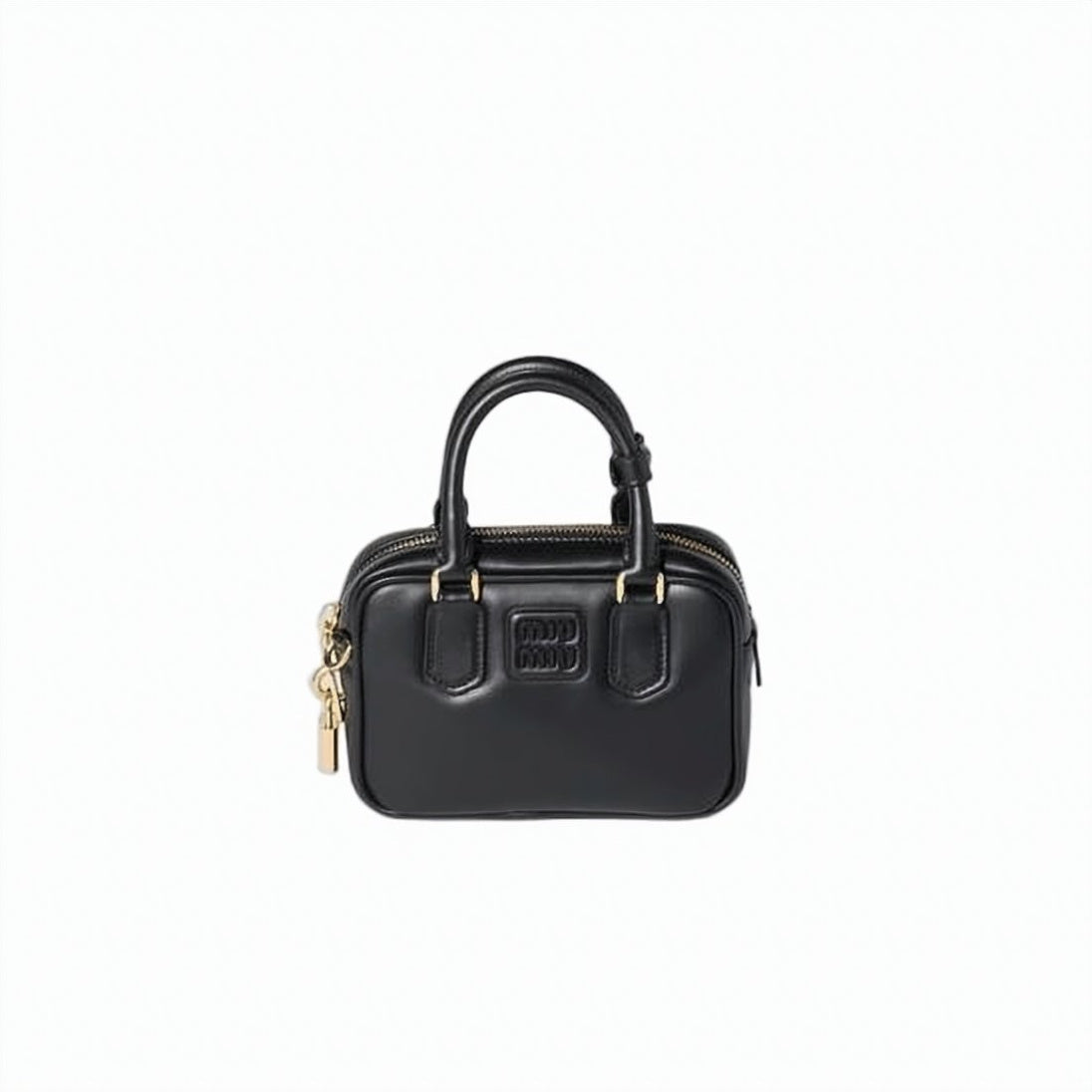 Small Structured Shoulder Bag With Embossed Logo And Gold-Tone Accents