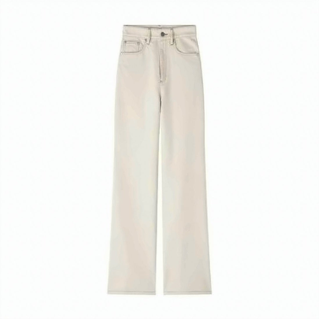 High-Waisted Straight-Leg Denim Pants