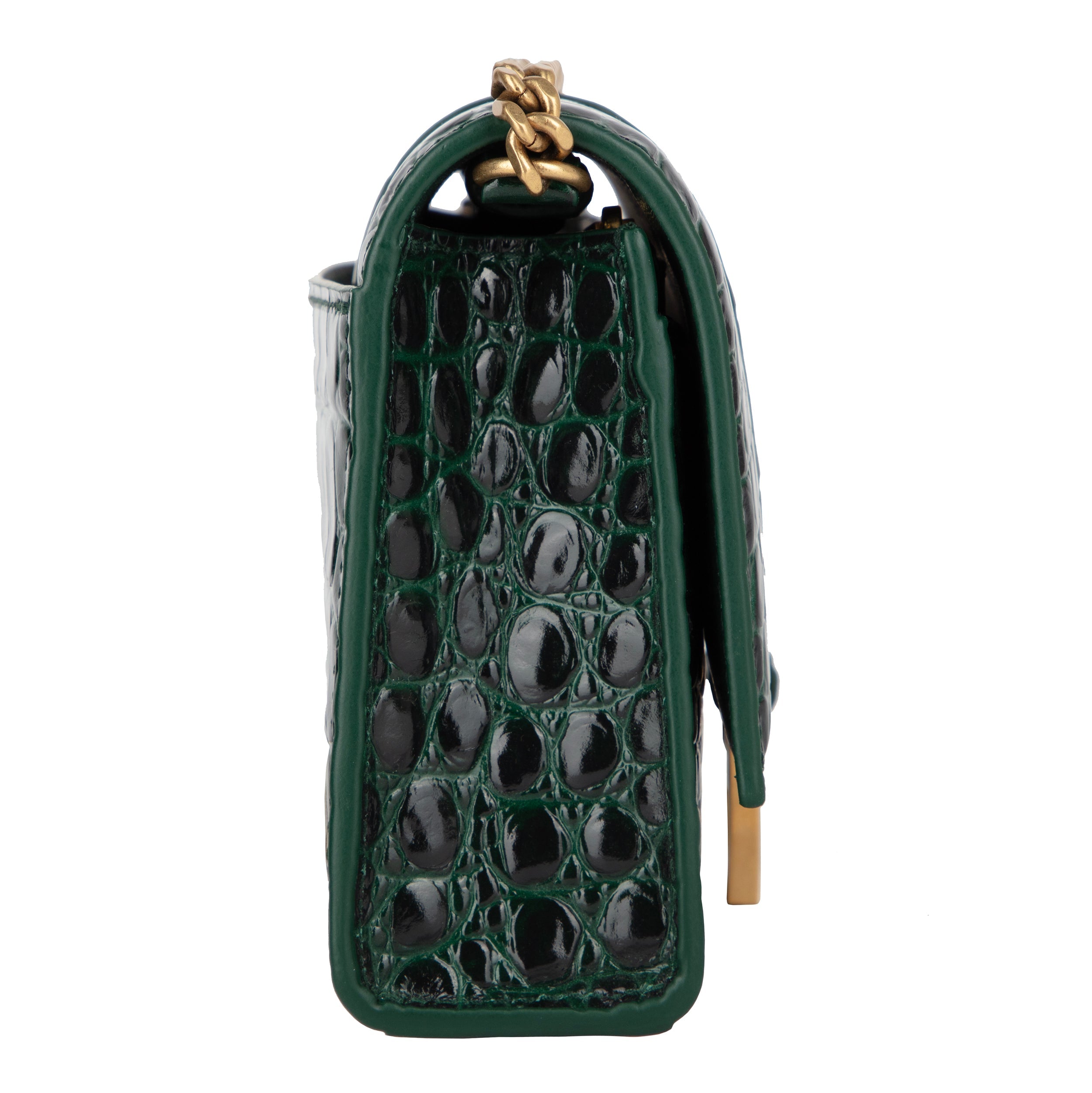 Hourglass Embossed Croco Wallet On Chain