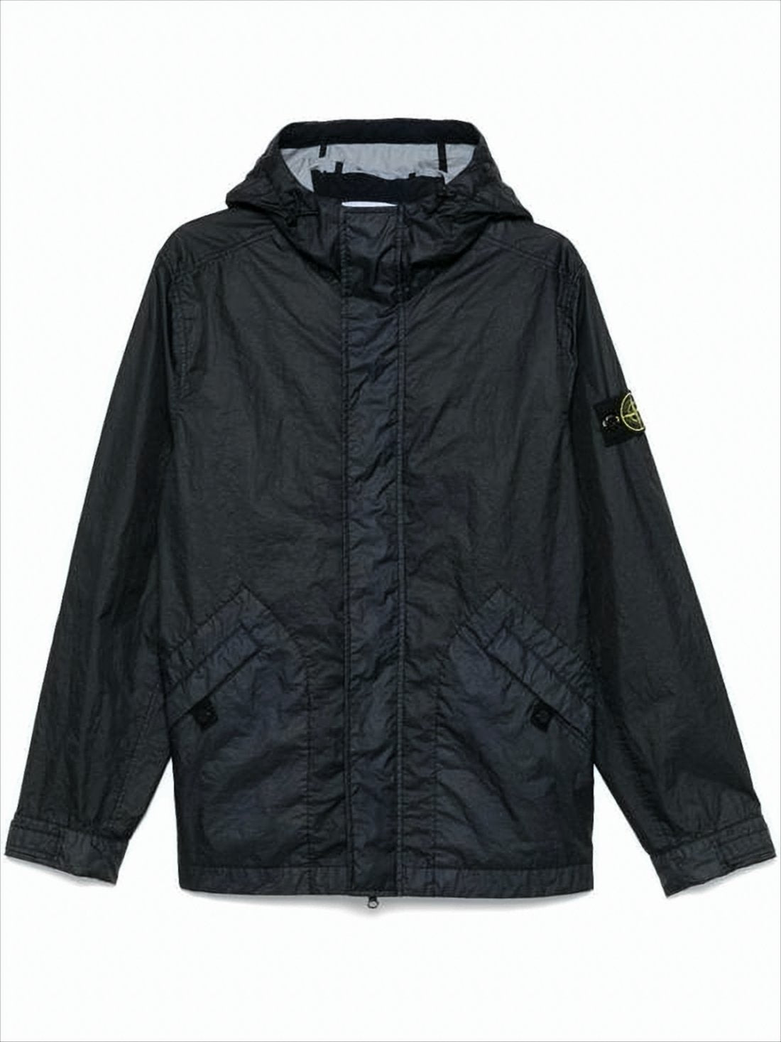 Crinkled Texture Hooded Jacket