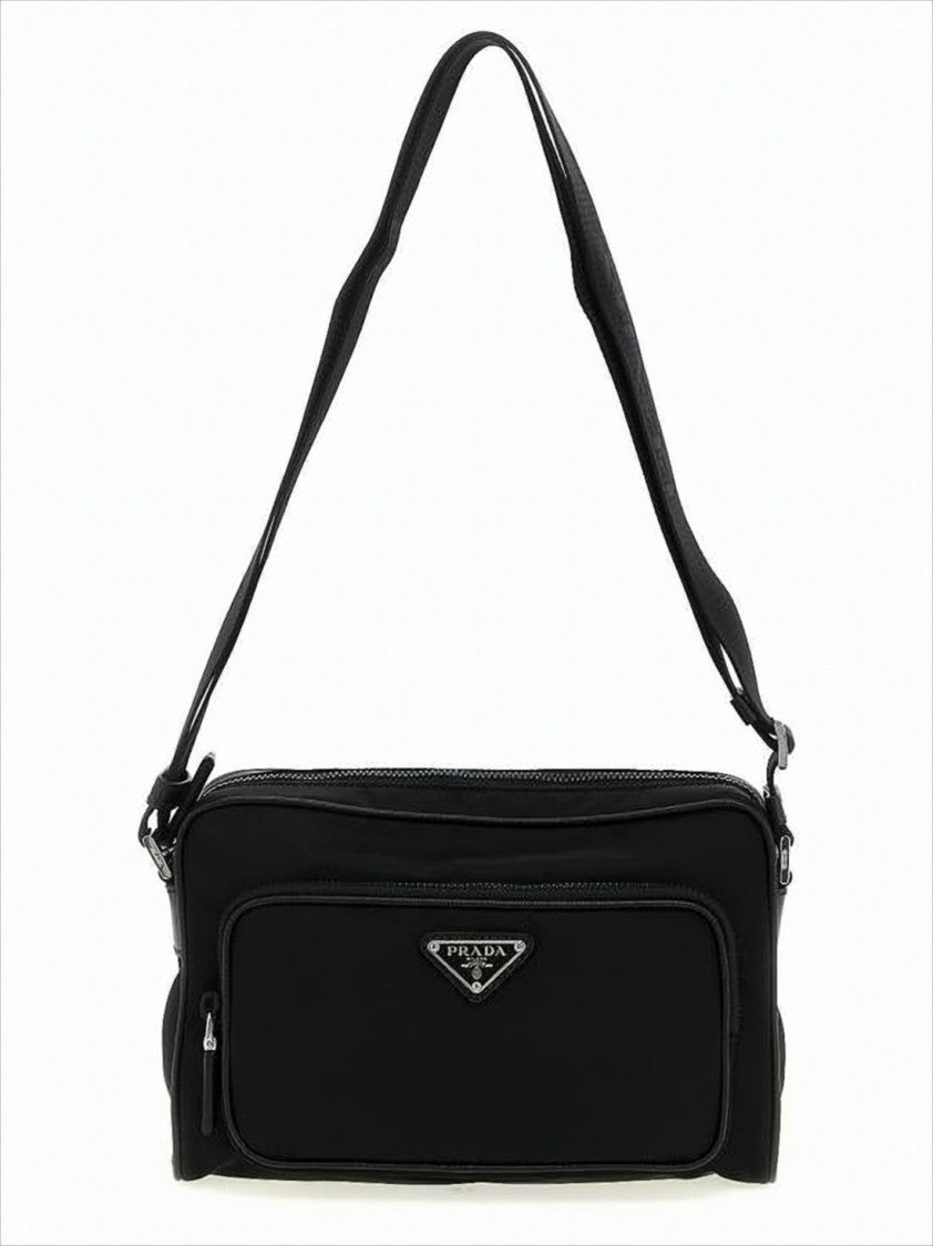 Rectangular Shoulder Bag with Triangular Logo