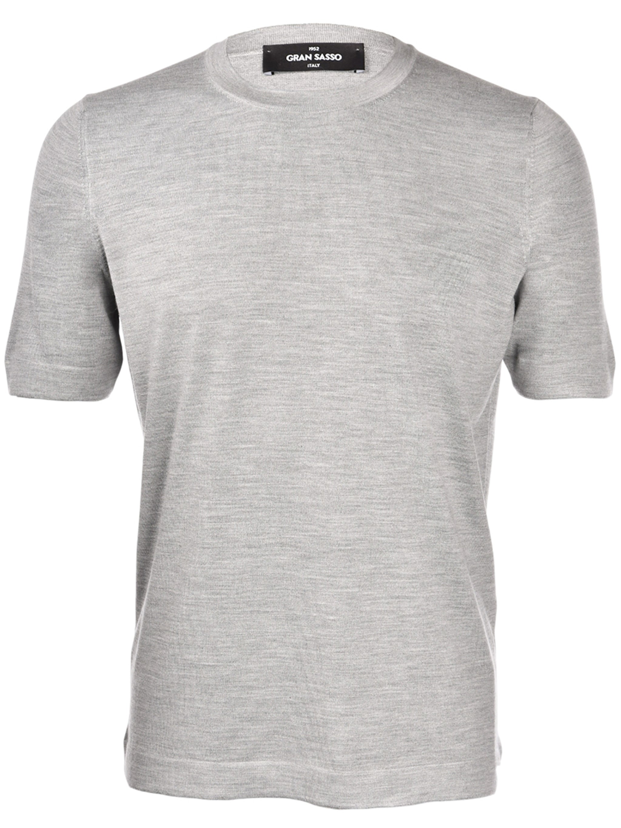 Paricollo Short-Sleeve Heathered Wool Blend Top