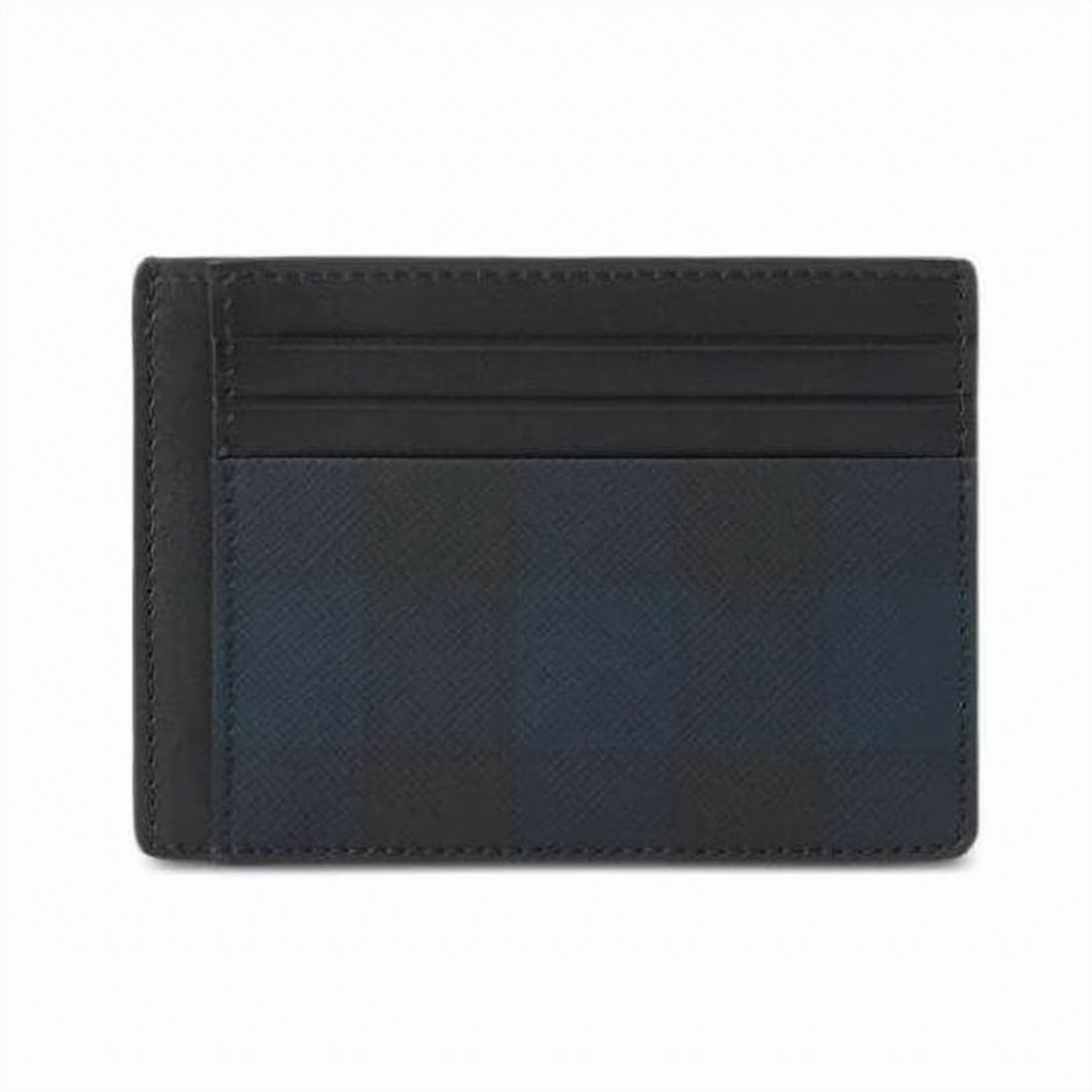 Textured Black Card Wallet with Subtle Checkered Detail