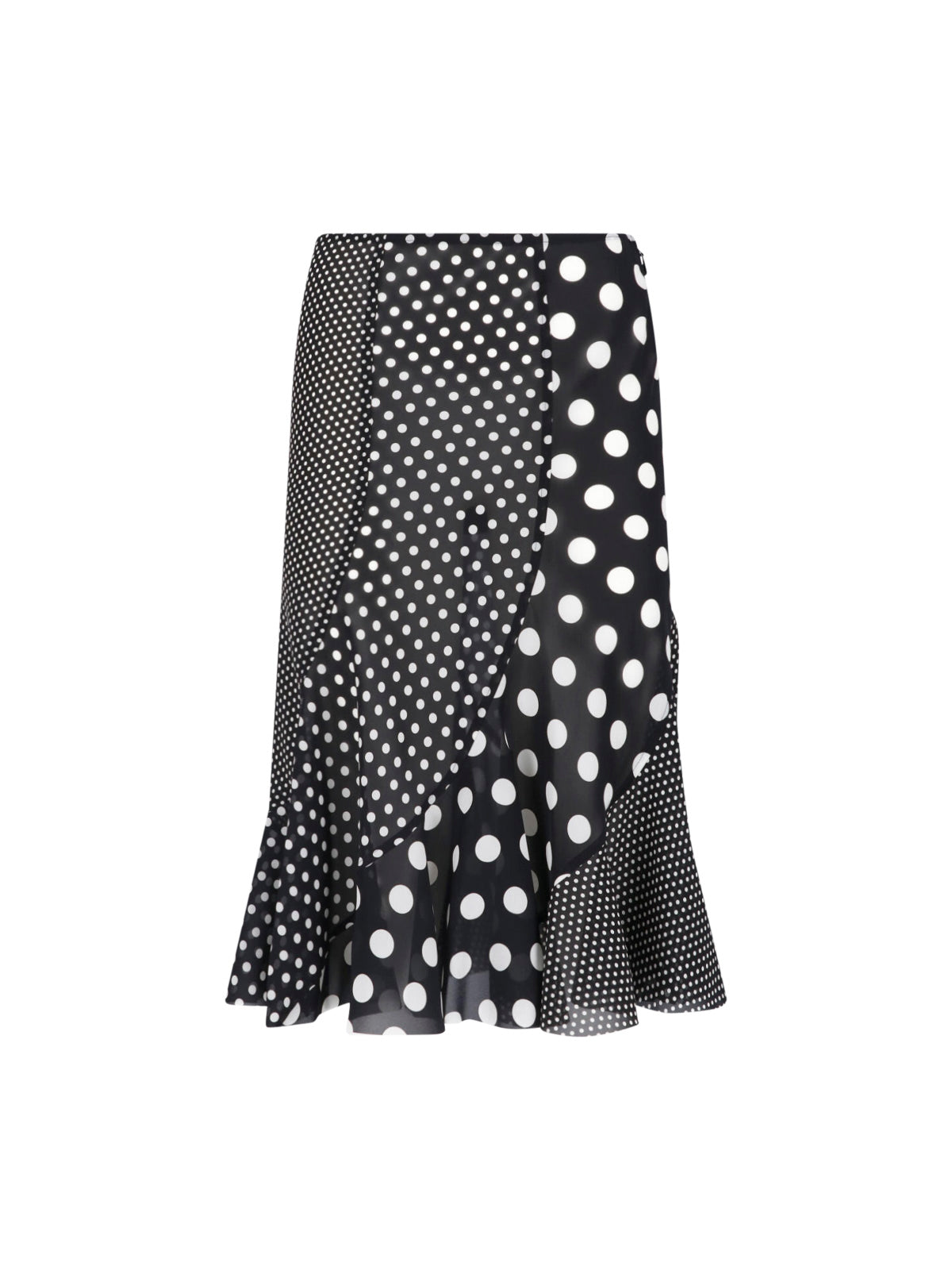 Black Polka Dot Patchwork Ruffled Skirt
