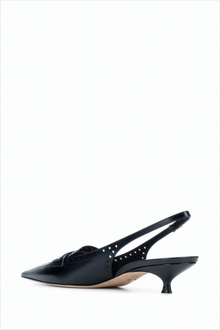 Pointed-Toe Slingback Pumps With Perforated Detailing