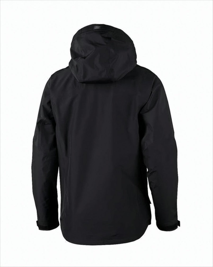 Black Hooded Jacket with Adjustable Cuffs