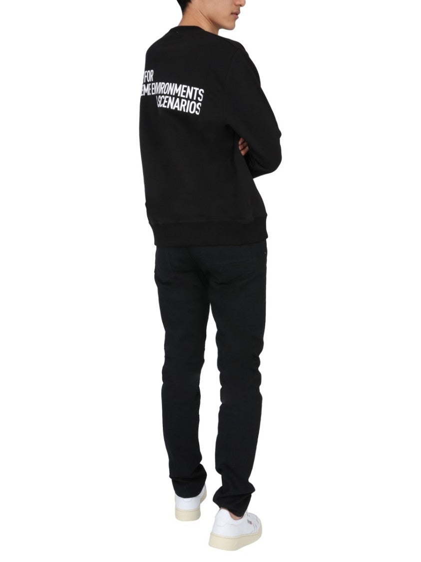 Crew Neck Sweatshirt With Ribbed Finish
