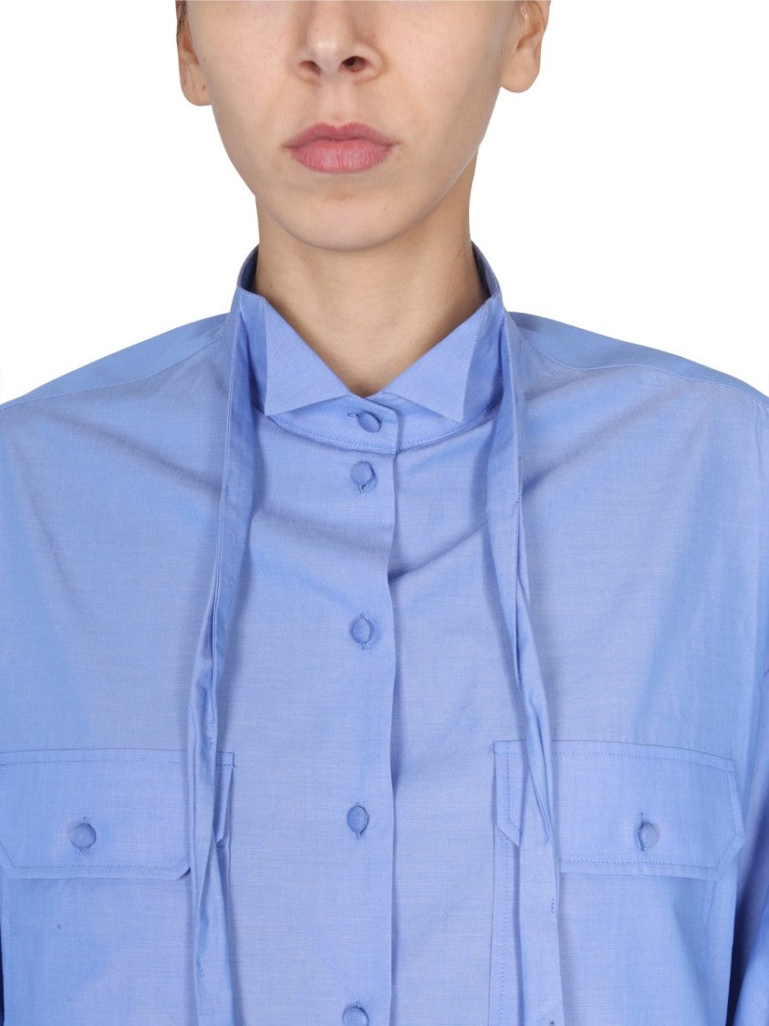 Structured Poplin Shirt With High Collar