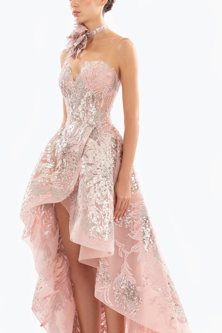 Embroidered High-Low Dress
