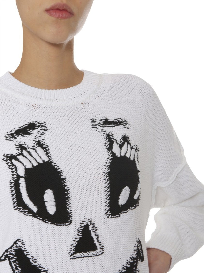 Graphic Face Round Neck Sweater