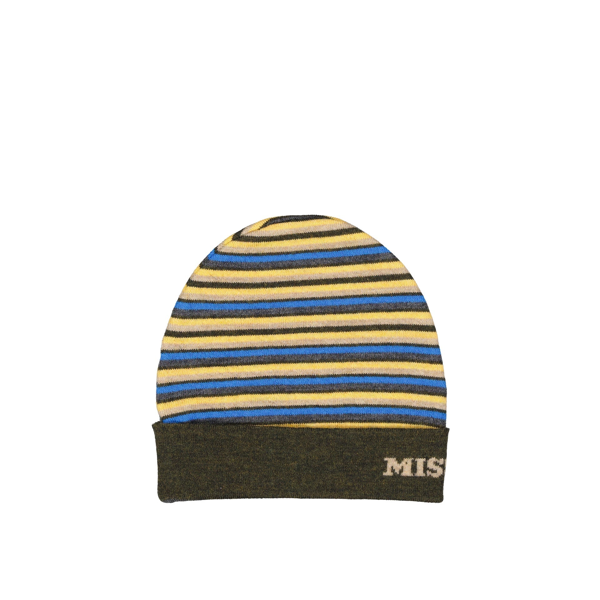 Horizontal Striped Wool Hat With Ribbed Trim